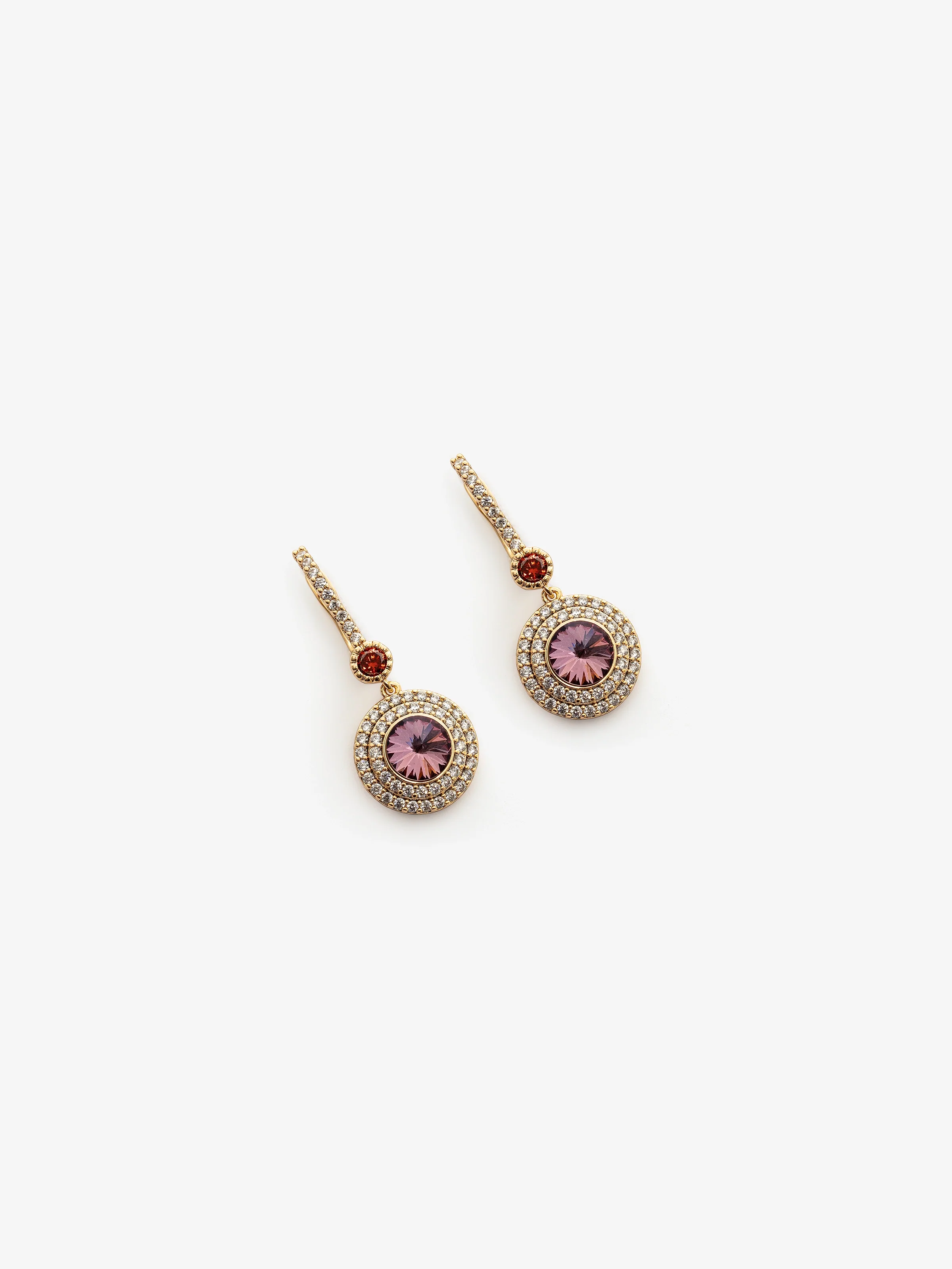 Maroon Crystal Halo Drops Earrings - EAWE5-051