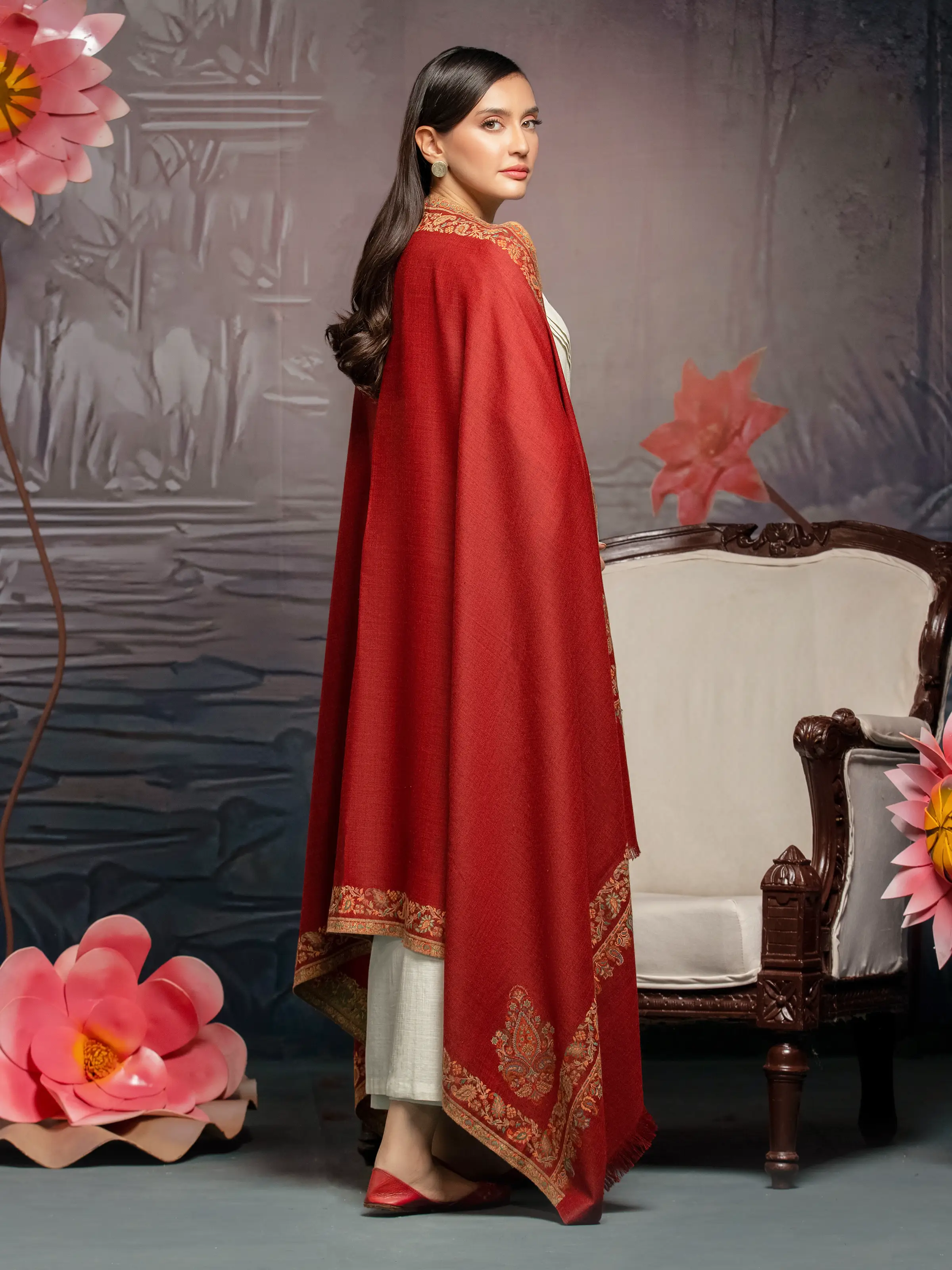 Pashmina Jacquard Zari Shawl - EWMS5-014 - Image 2