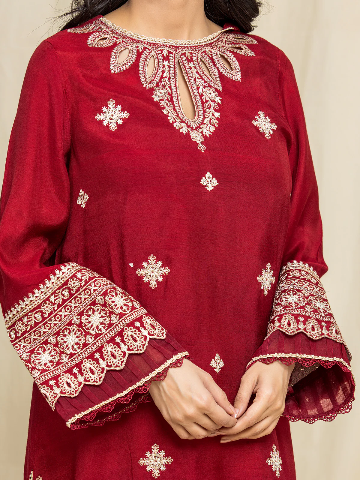 Unstitched Embroidered Raw Silk Suit - EWU24V16-30012-3P - Image 3