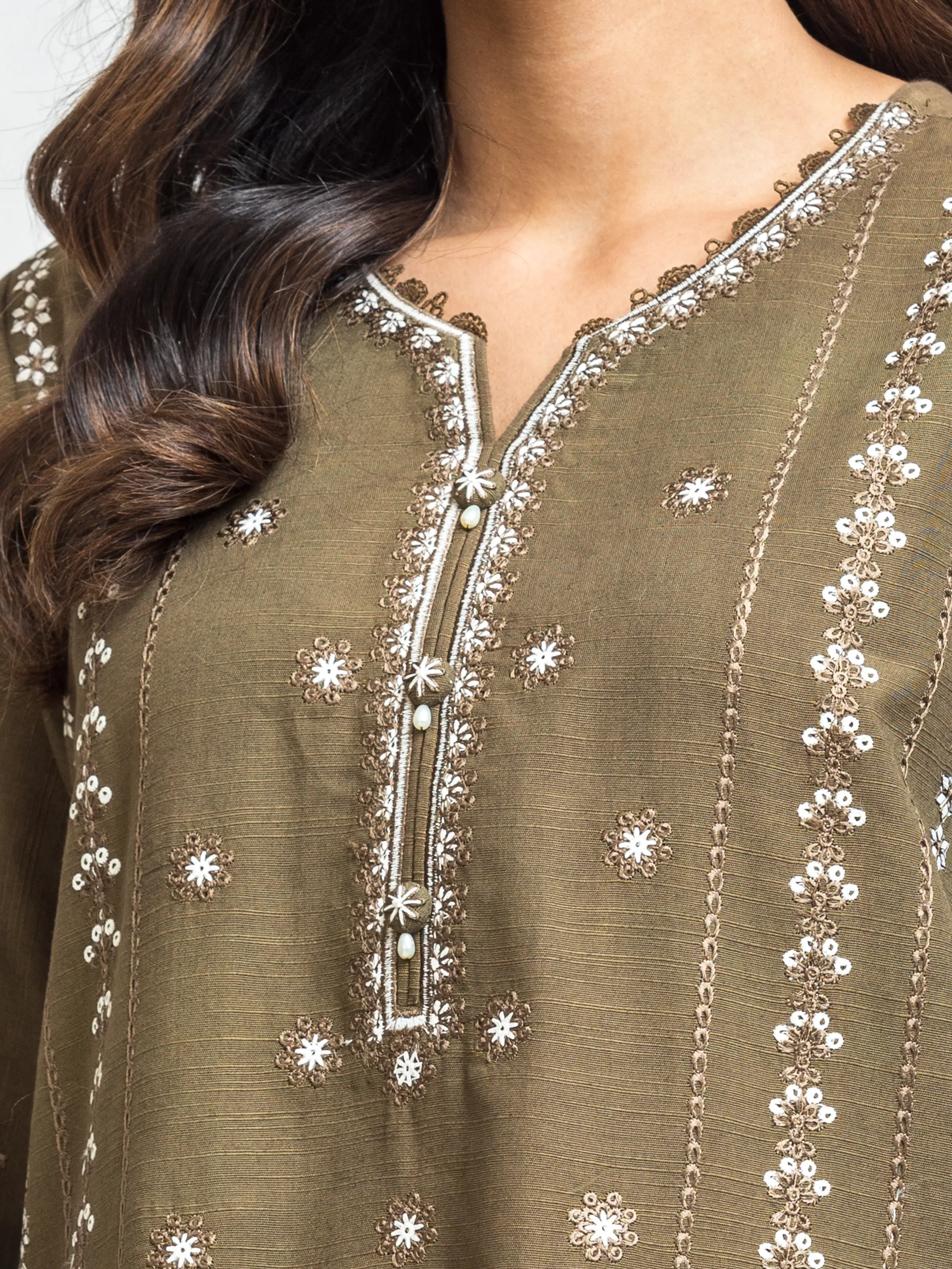 Unstitched Embroidered Khaddar Suit - EWU24V11-30312-3P - Image 3