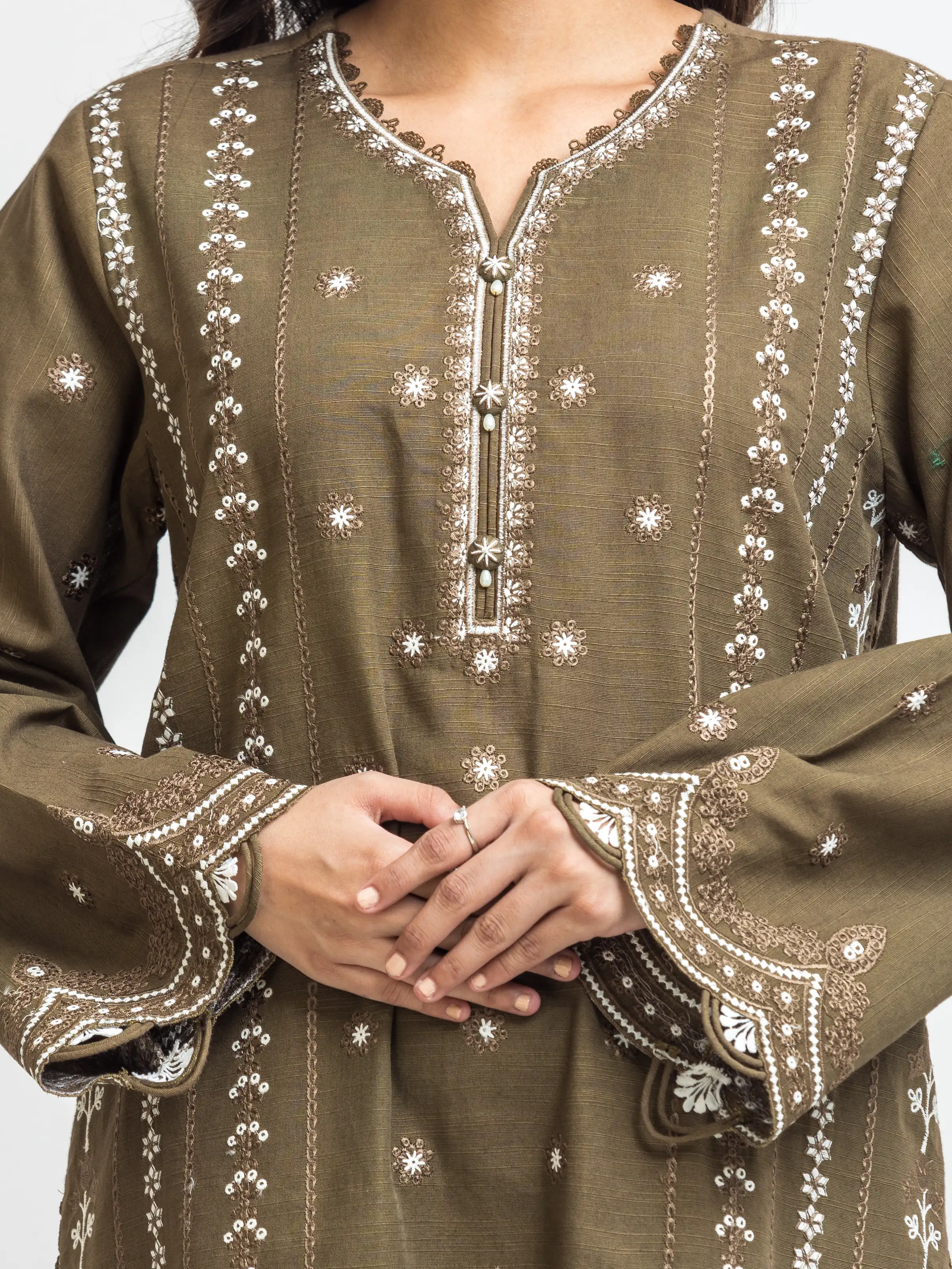 Unstitched Embroidered Khaddar Suit - EWU24V11-30312-3P - Image 4