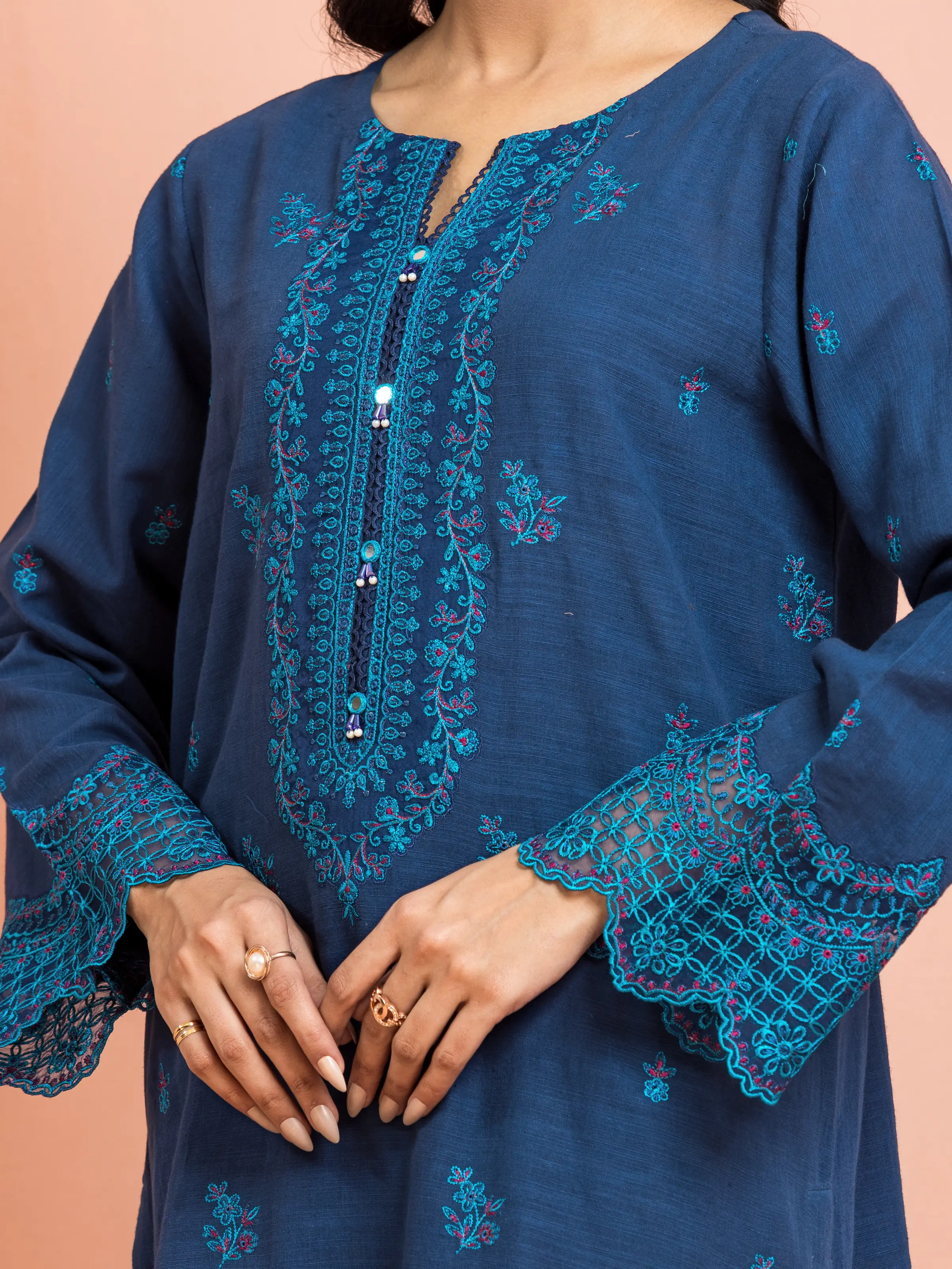 Unstitched Embroidered Marina Twill Suit - EWU24V14-30214-3P - Image 3