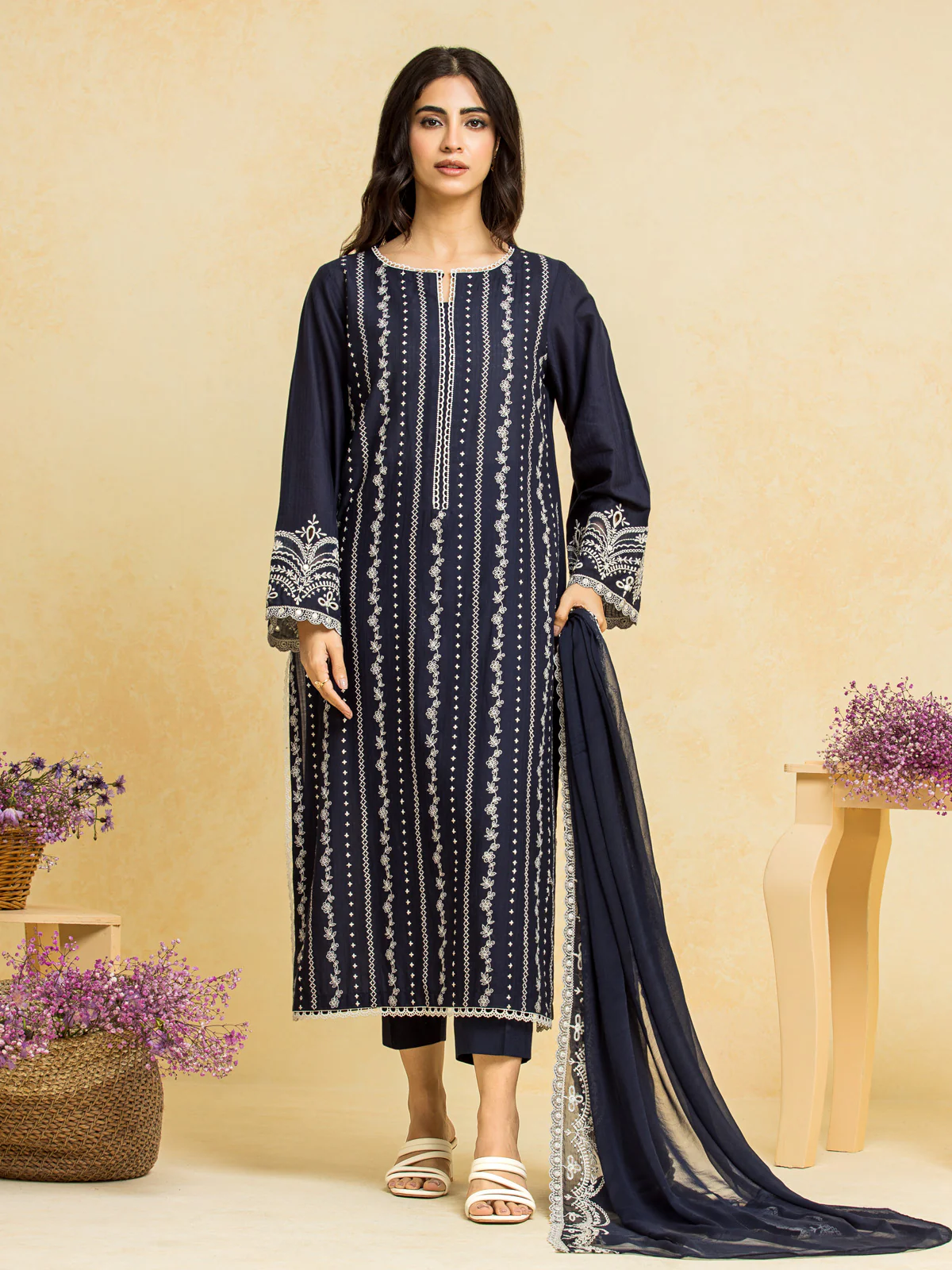 Unstitched Embroidered Dobby Suit - EWU24V7-28780-3P - Image 2