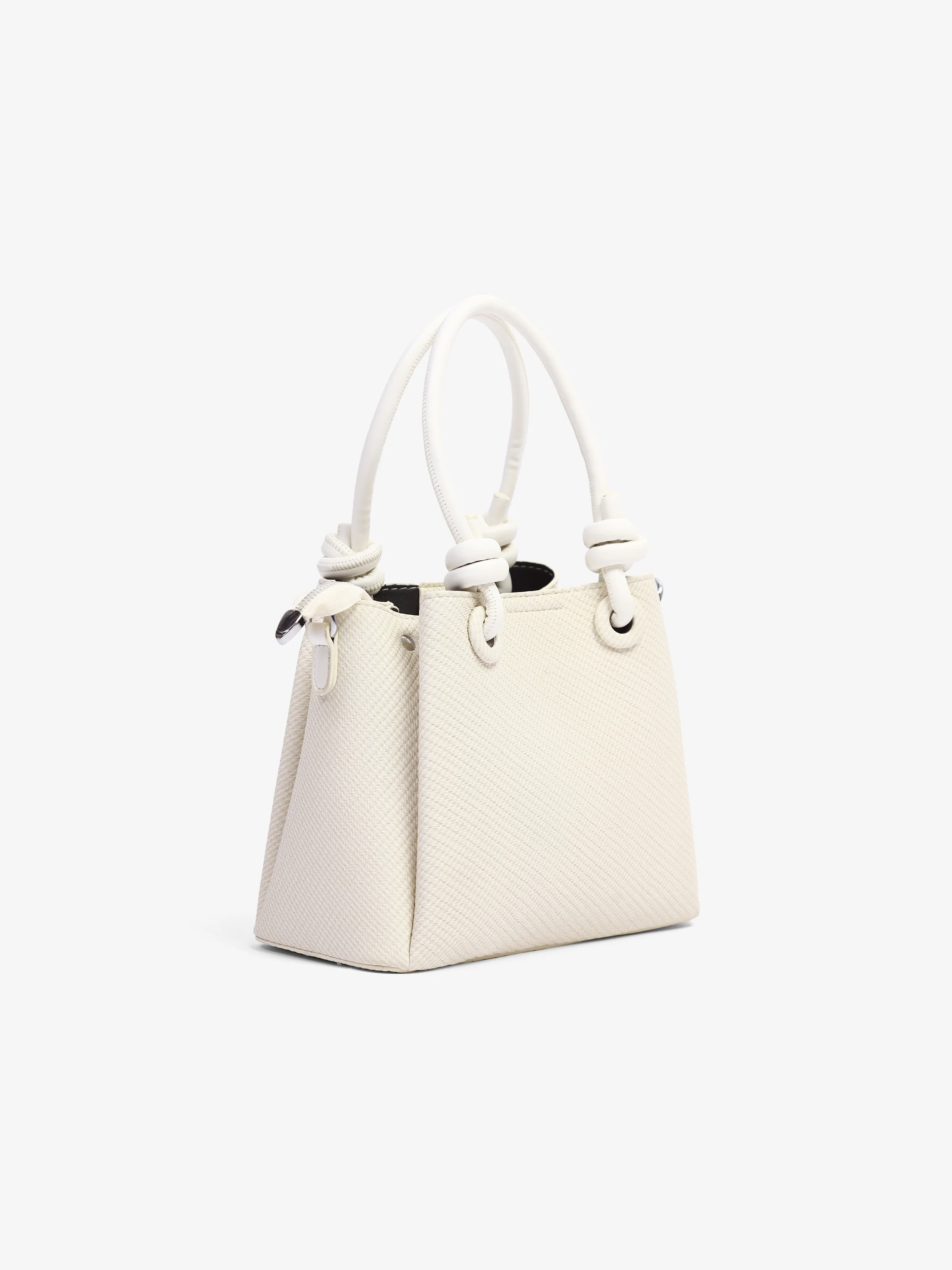Women's Off White Top Handle Satchel Bag - EAWHB5-038