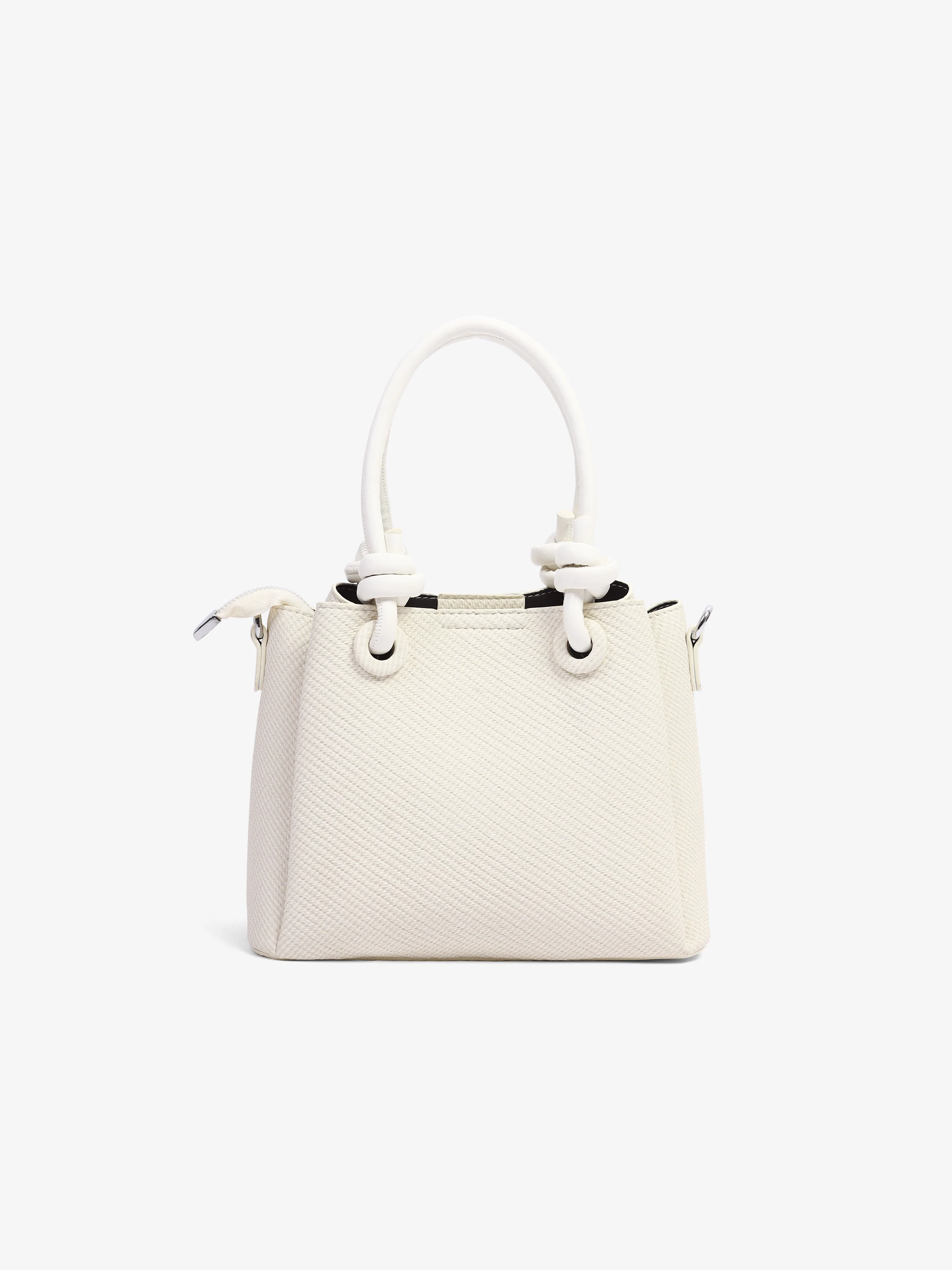 Women's Off White Top Handle Satchel Bag - EAWHB5-038 - Image 4