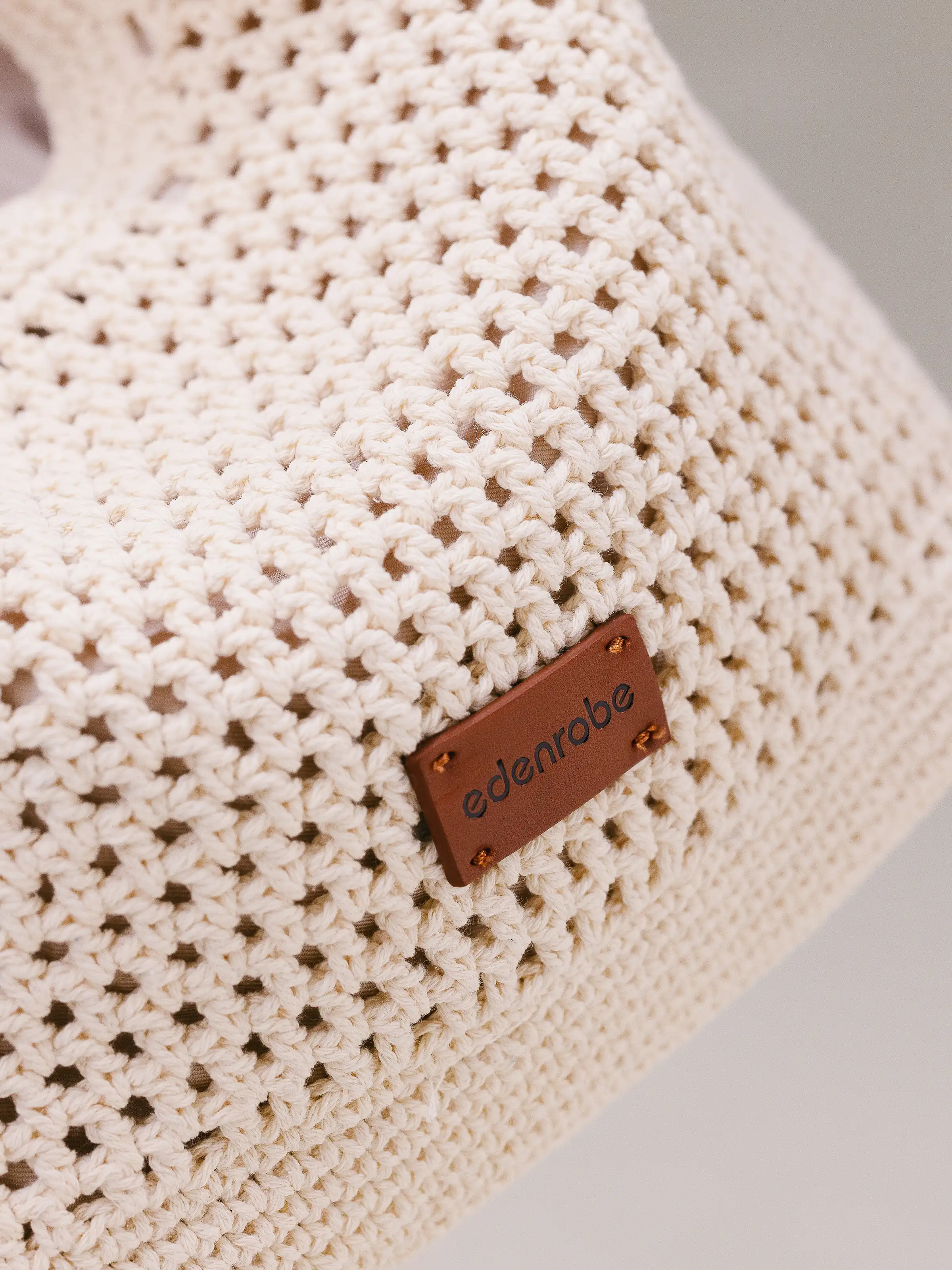 Off White Crochet Tote Bag - EAWHB5-012 - Image 3