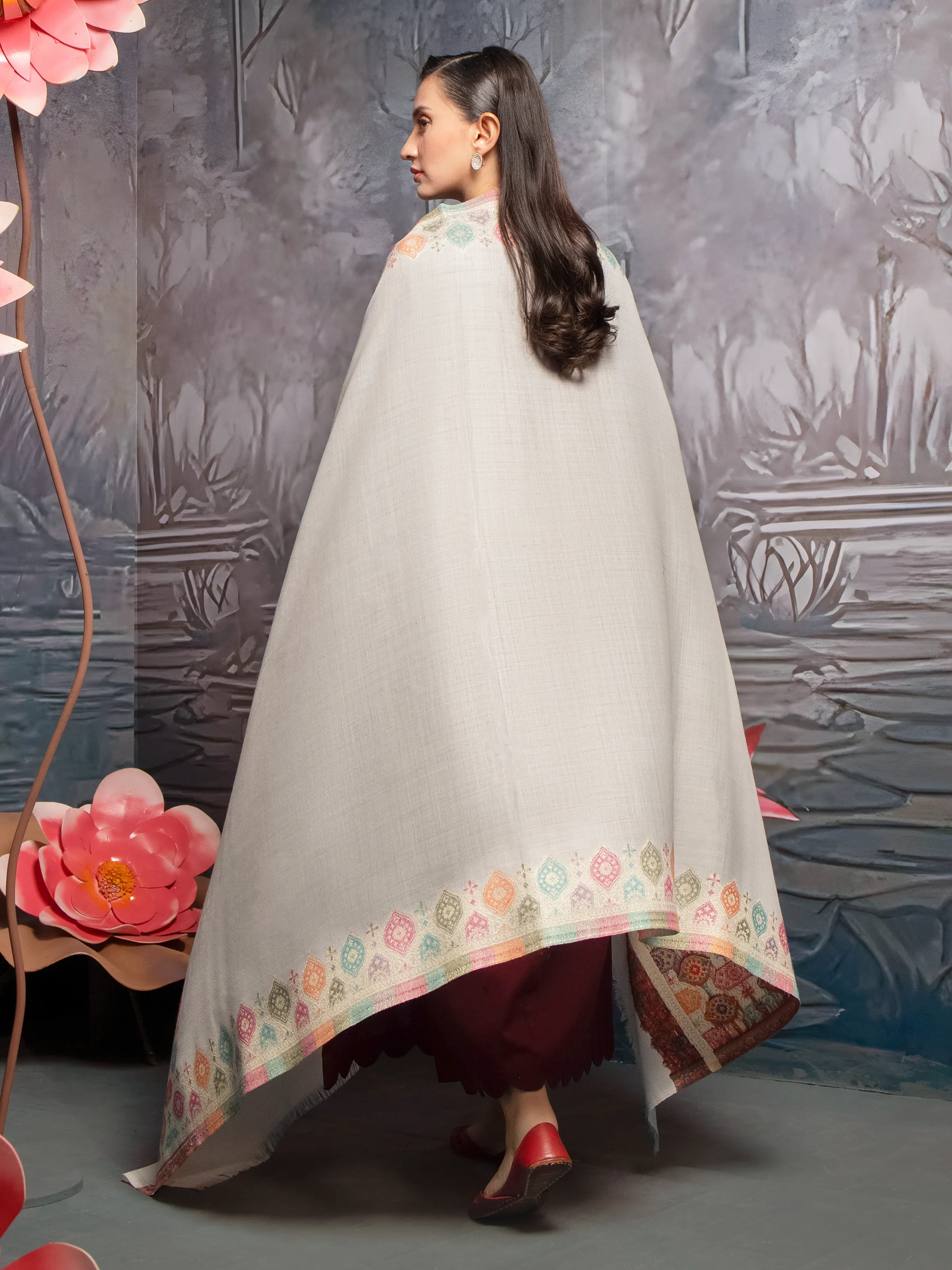 Pashmina Jacquard Zari Shawl - EWMS5-003 - Image 2