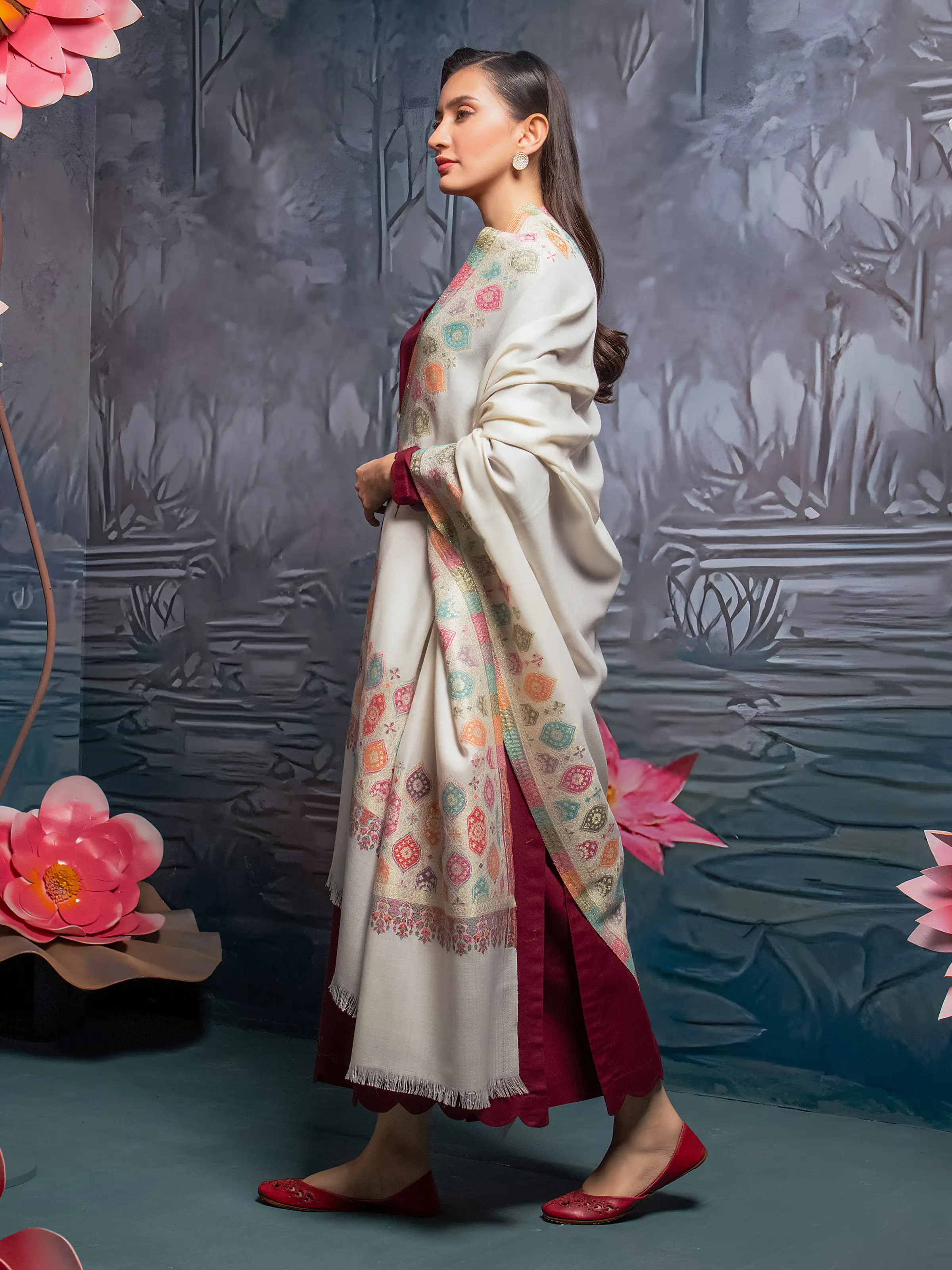 Pashmina Jacquard Zari Shawl - EWMS5-003 - Image 6