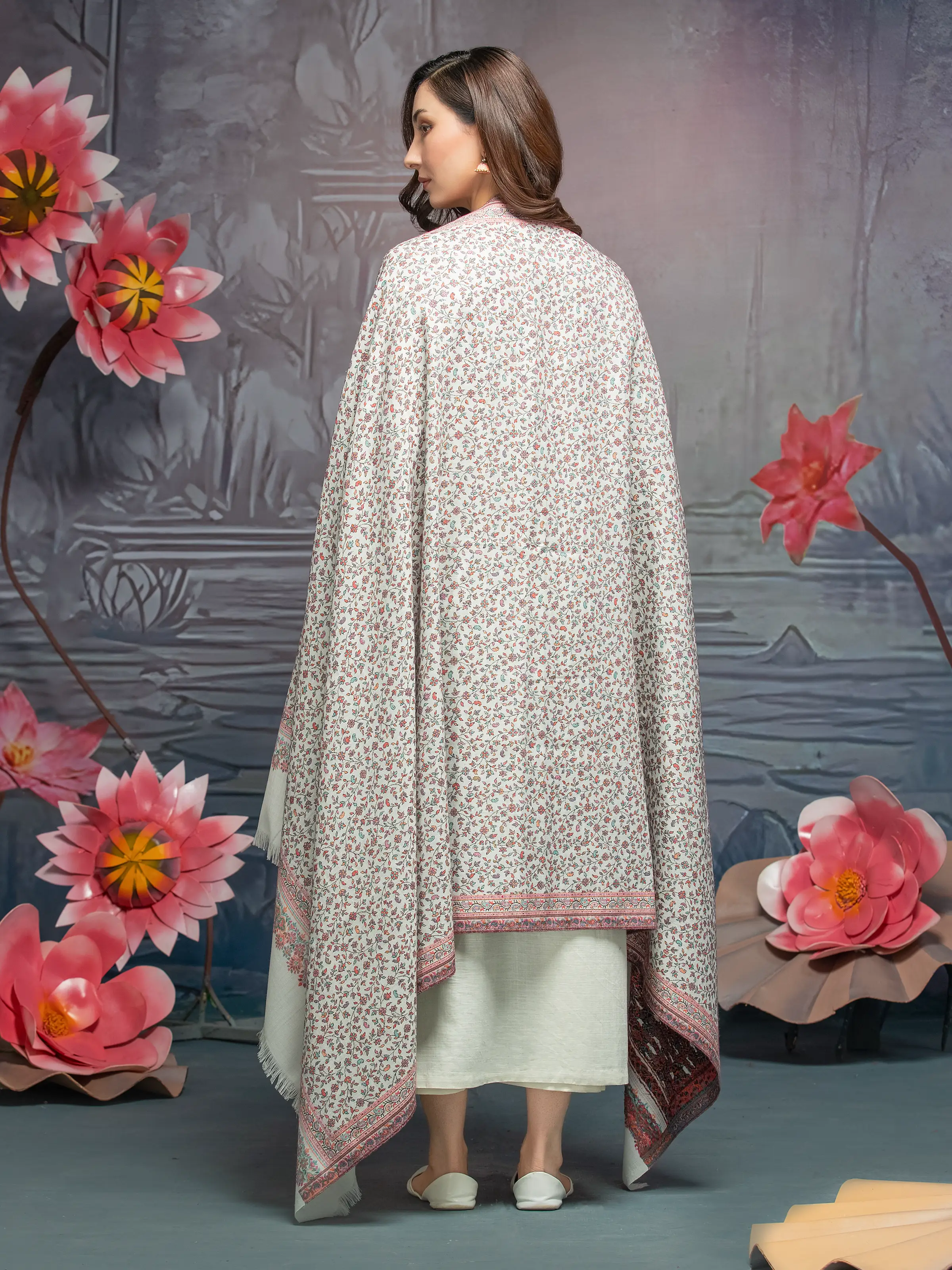 Pashmina Jacquard Zari Shawl - EWMS5-011 - Image 2