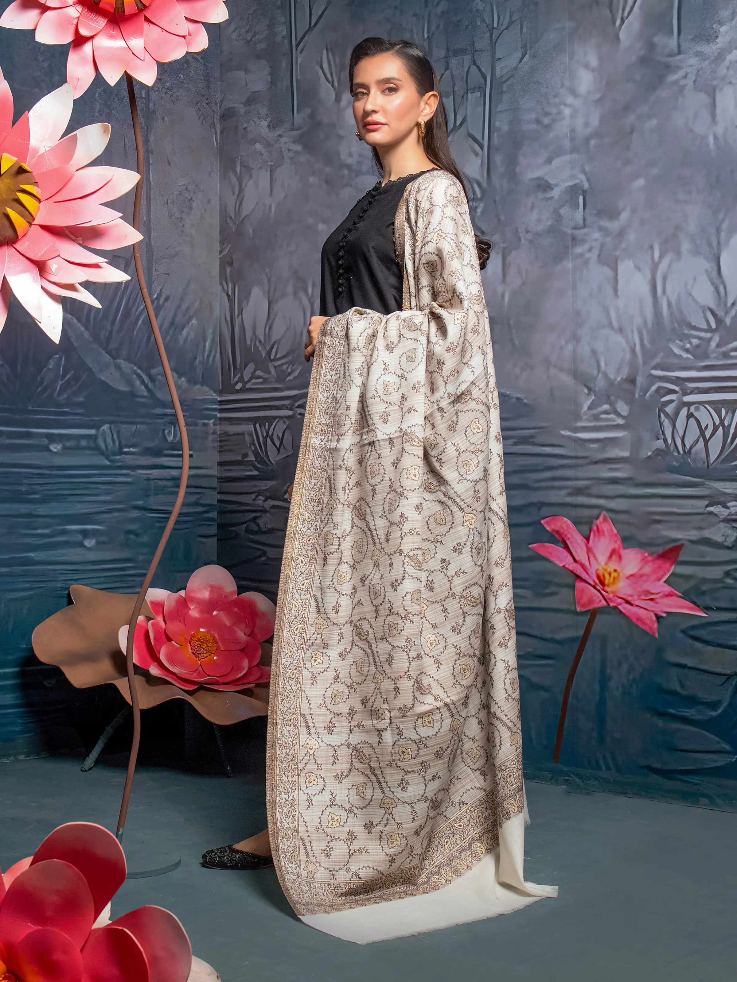 Pashmina Jacquard Zari Shawl - EWMS5-001 - Image 5