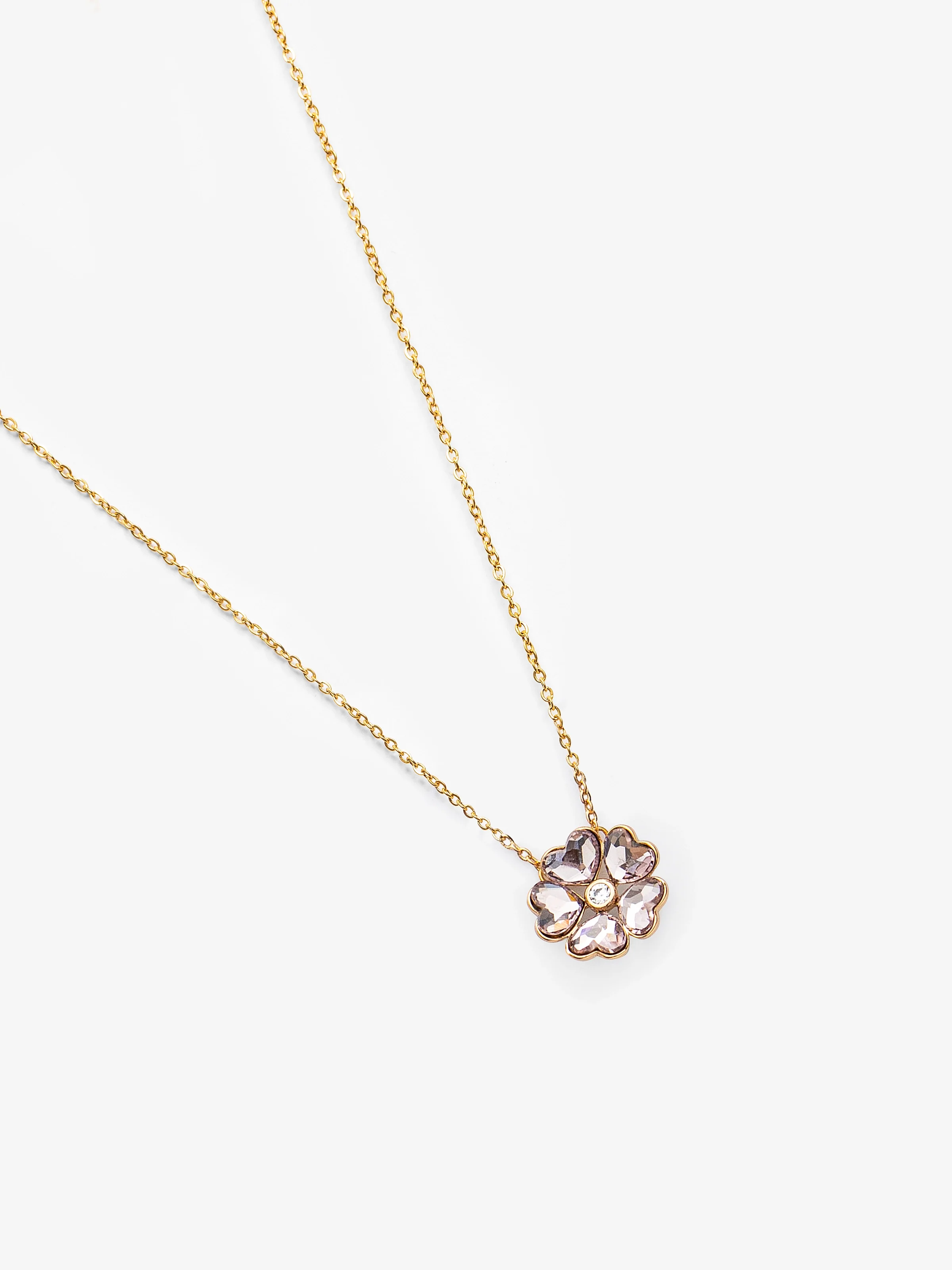 Pink Gold Floral Necklace - EAWN5-018 - Image 2