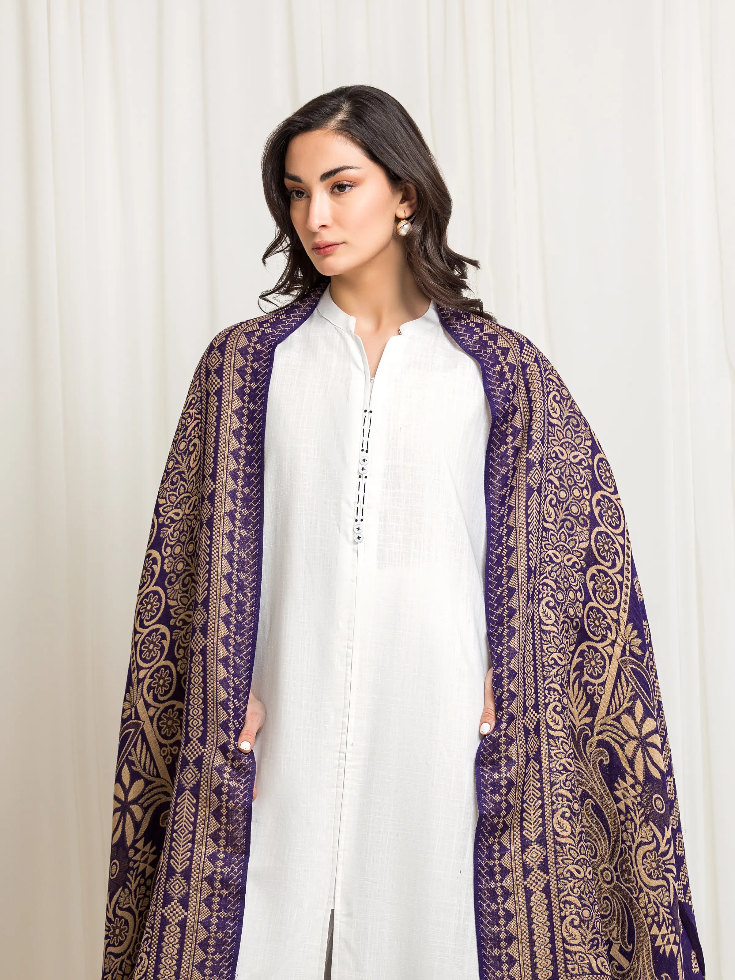 Women's Purple Shawl - EWMSJ5-006 - Image 2