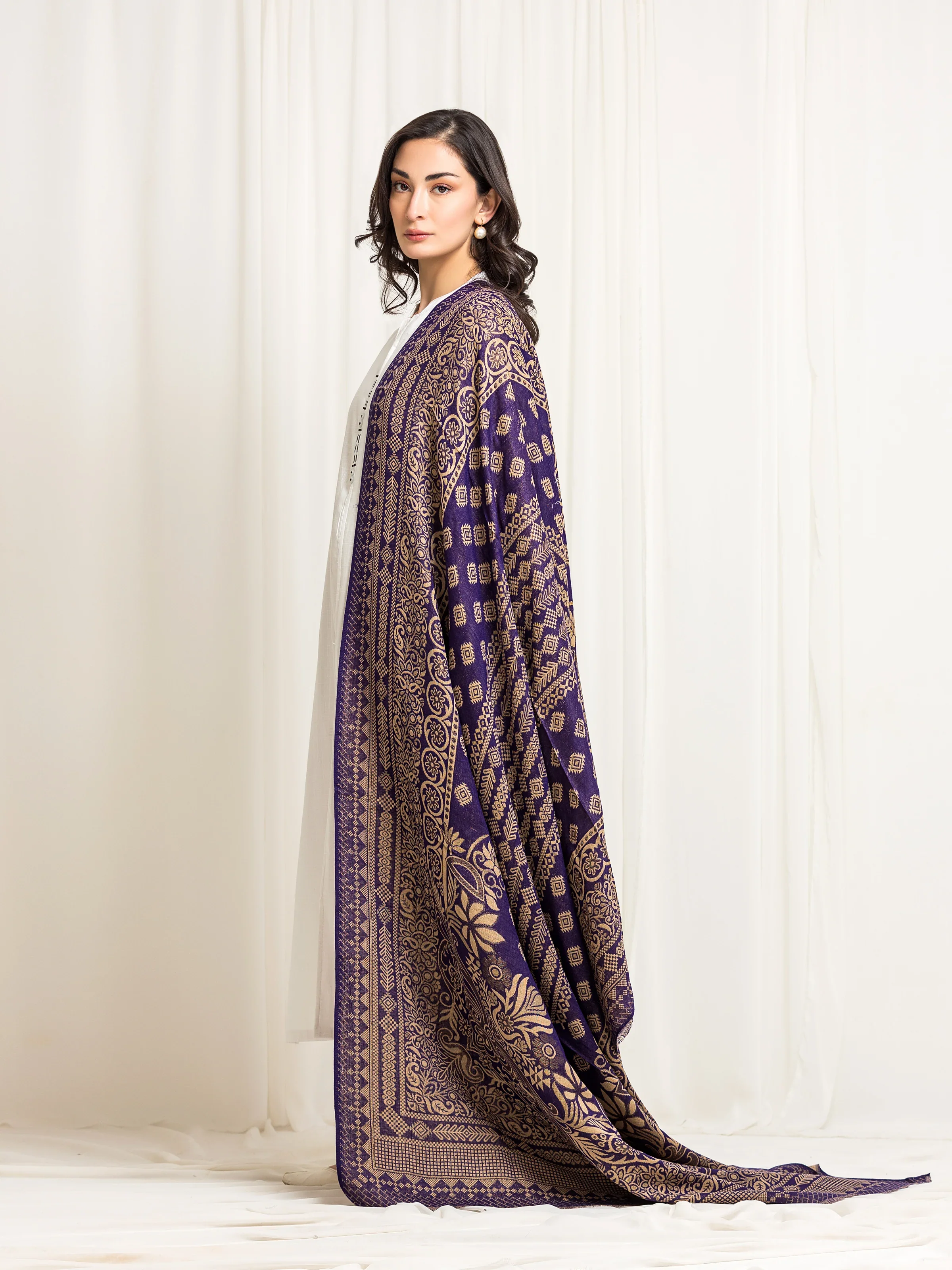 Women's Purple Shawl - EWMSJ5-006 - Image 3
