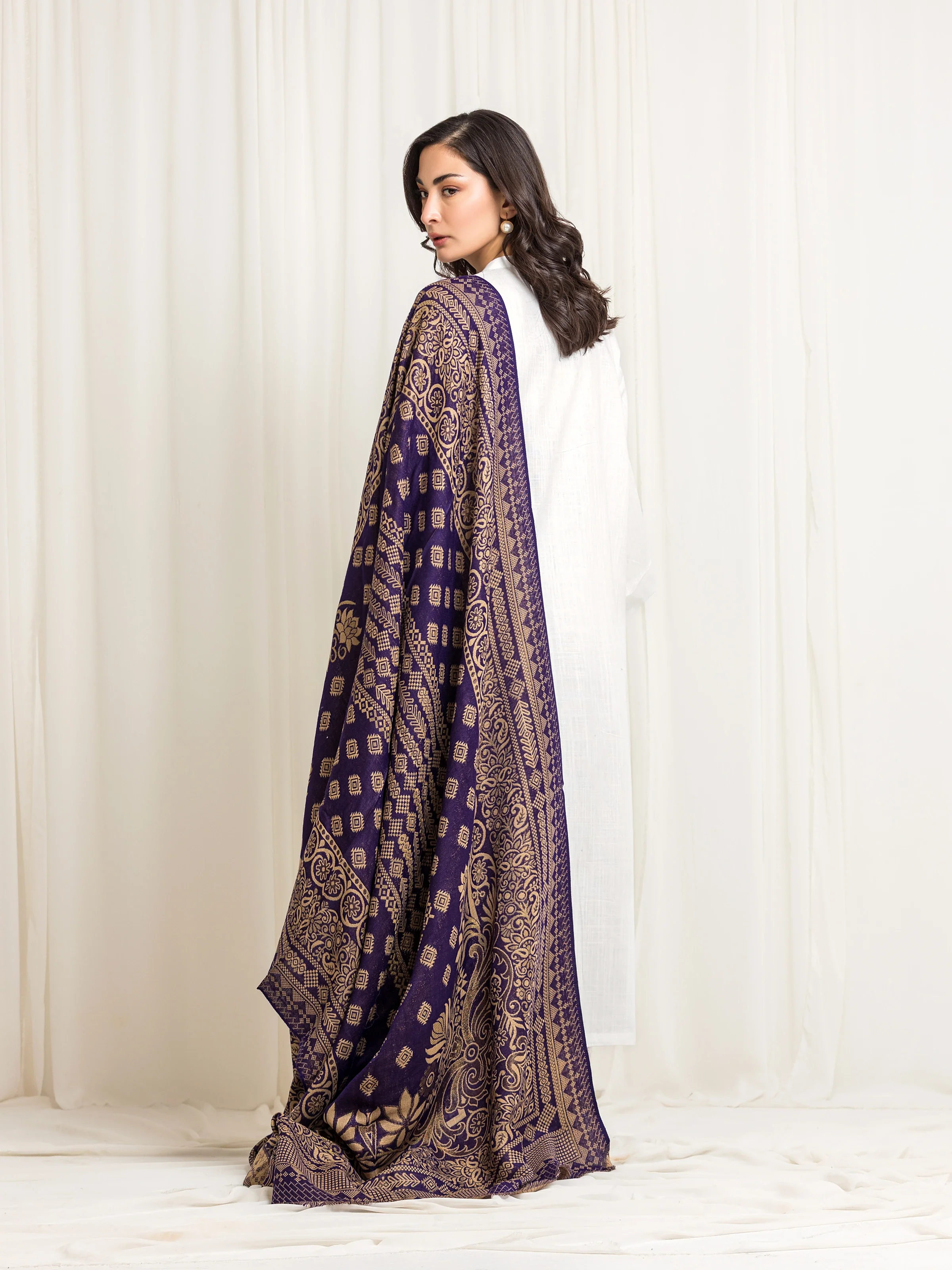 Women's Purple Shawl - EWMSJ5-006 - Image 4