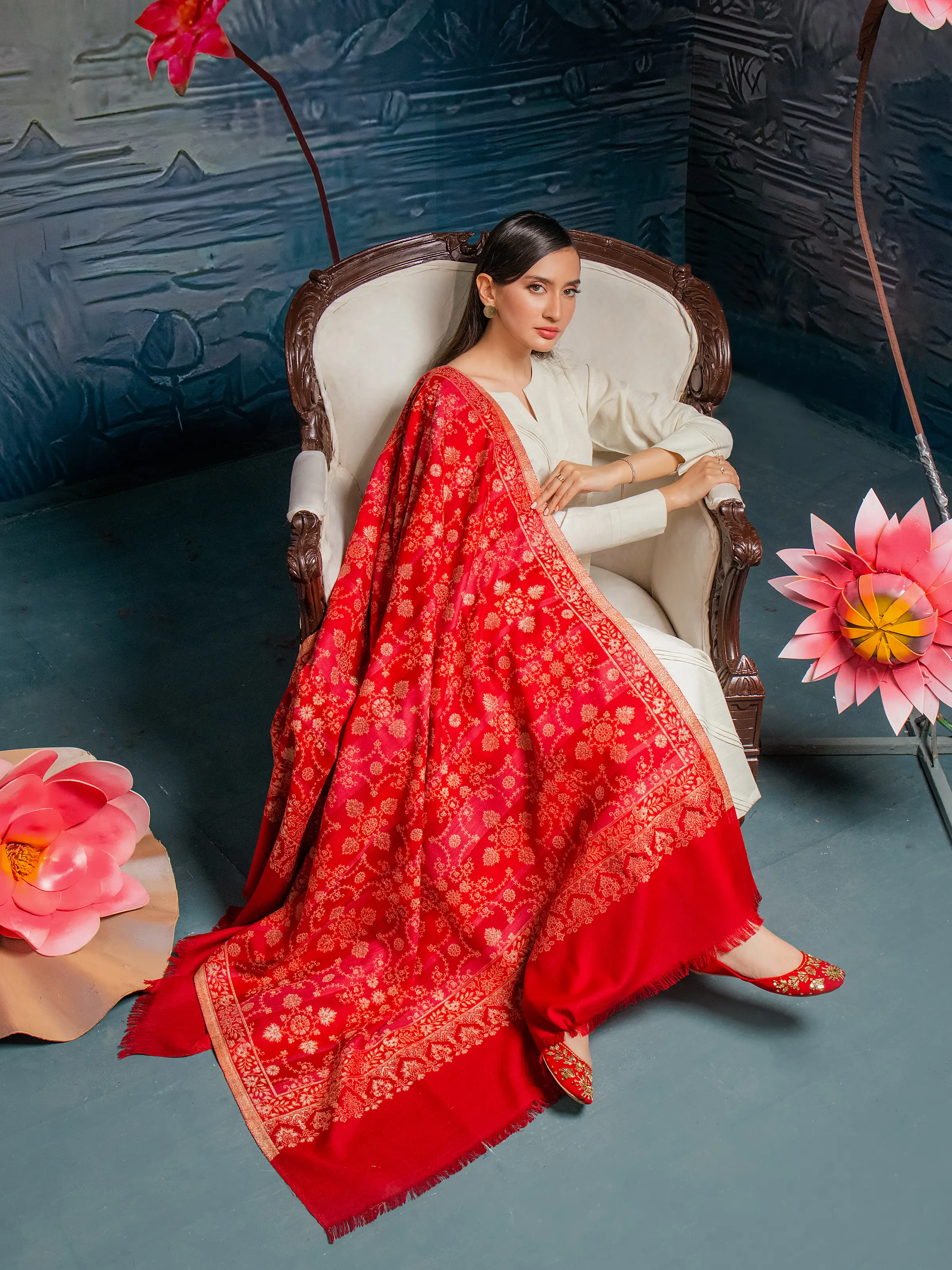 Pashmina Jacquard Zari Shawl - EWMS5-005 - Image 3
