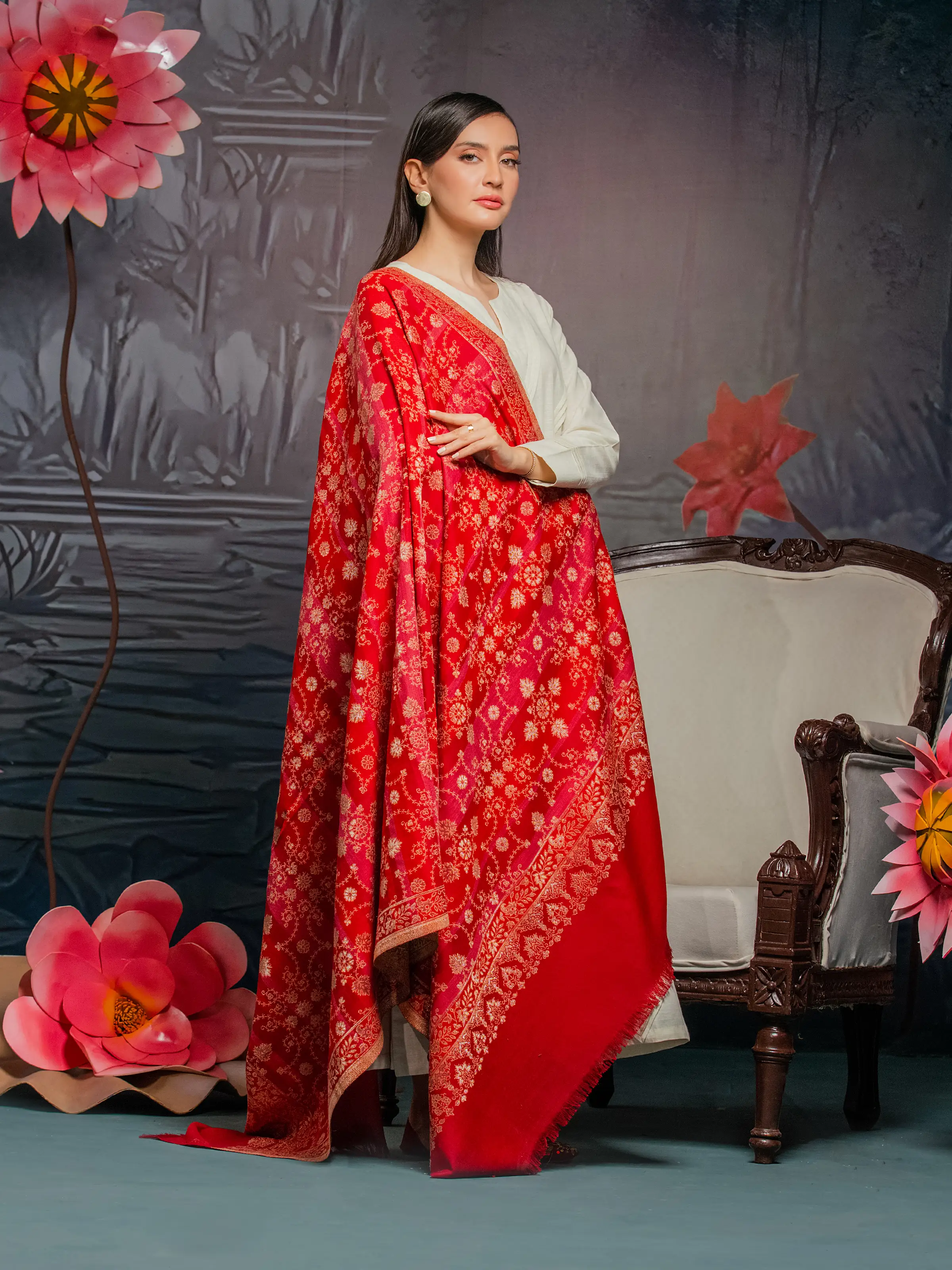 Pashmina Jacquard Zari Shawl - EWMS5-005 - Image 4
