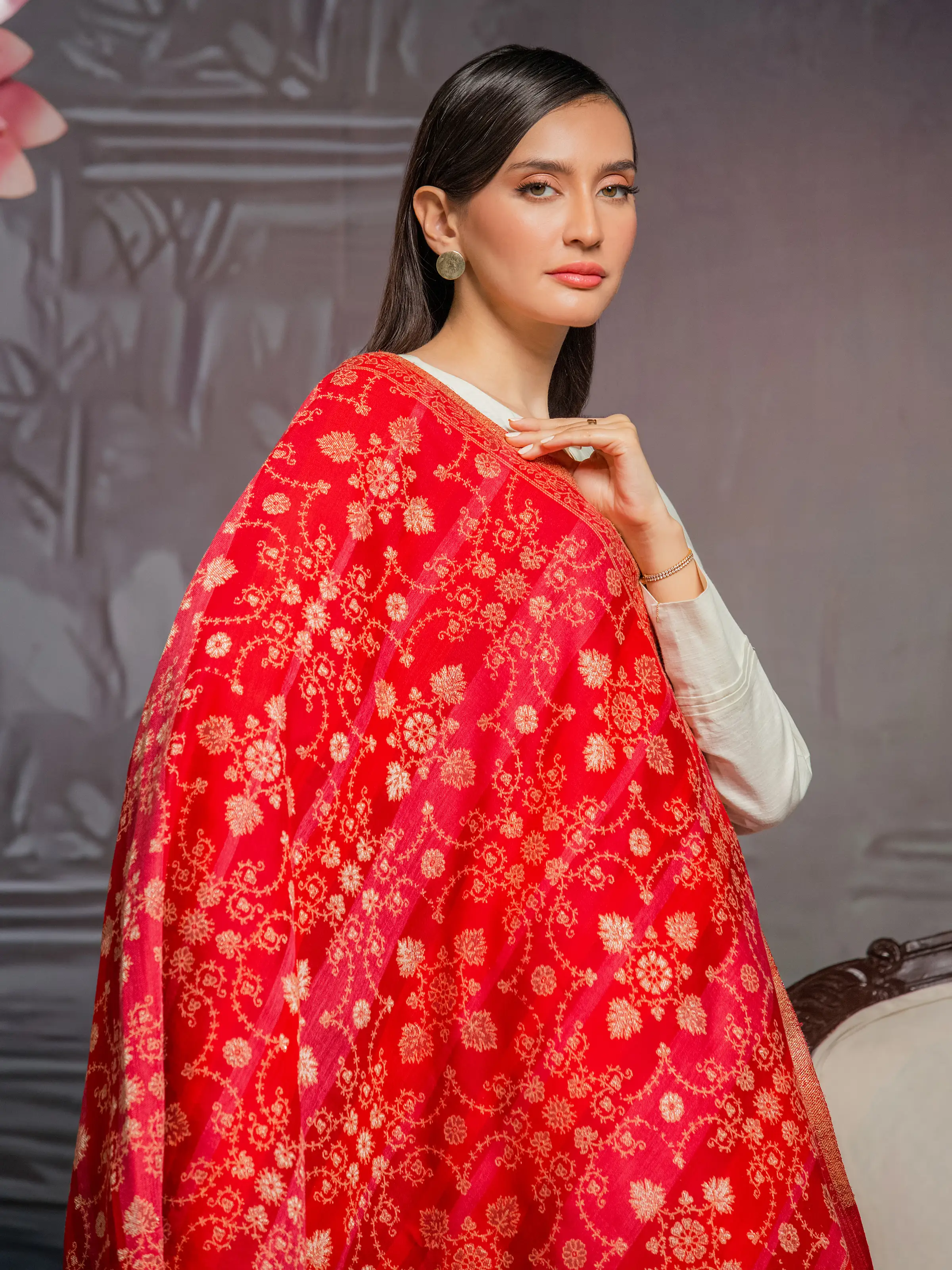 Pashmina Jacquard Zari Shawl - EWMS5-005 - Image 5