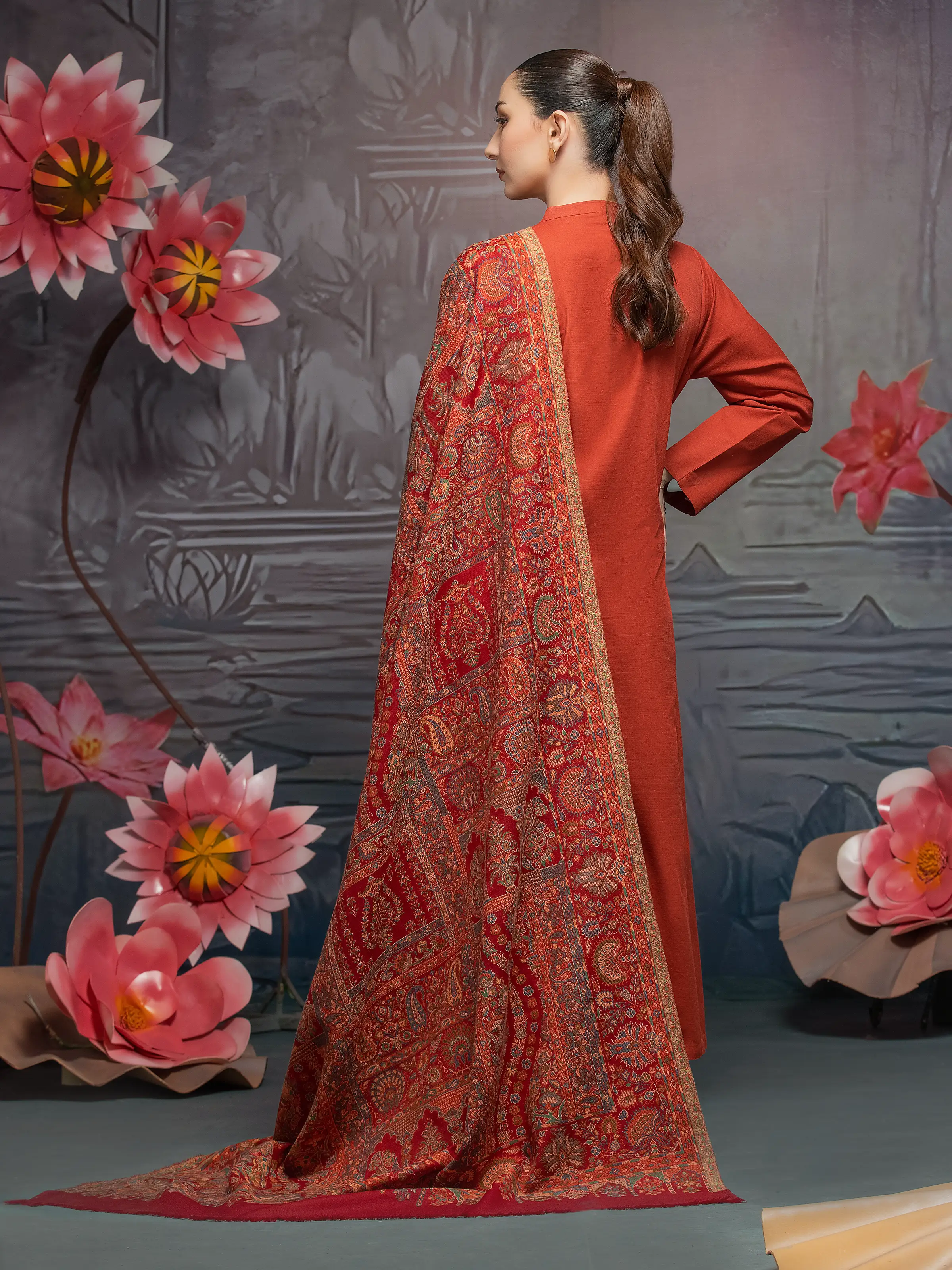 Pashmina Jacquard Zari Shawl - EWMS5-013 - Image 2