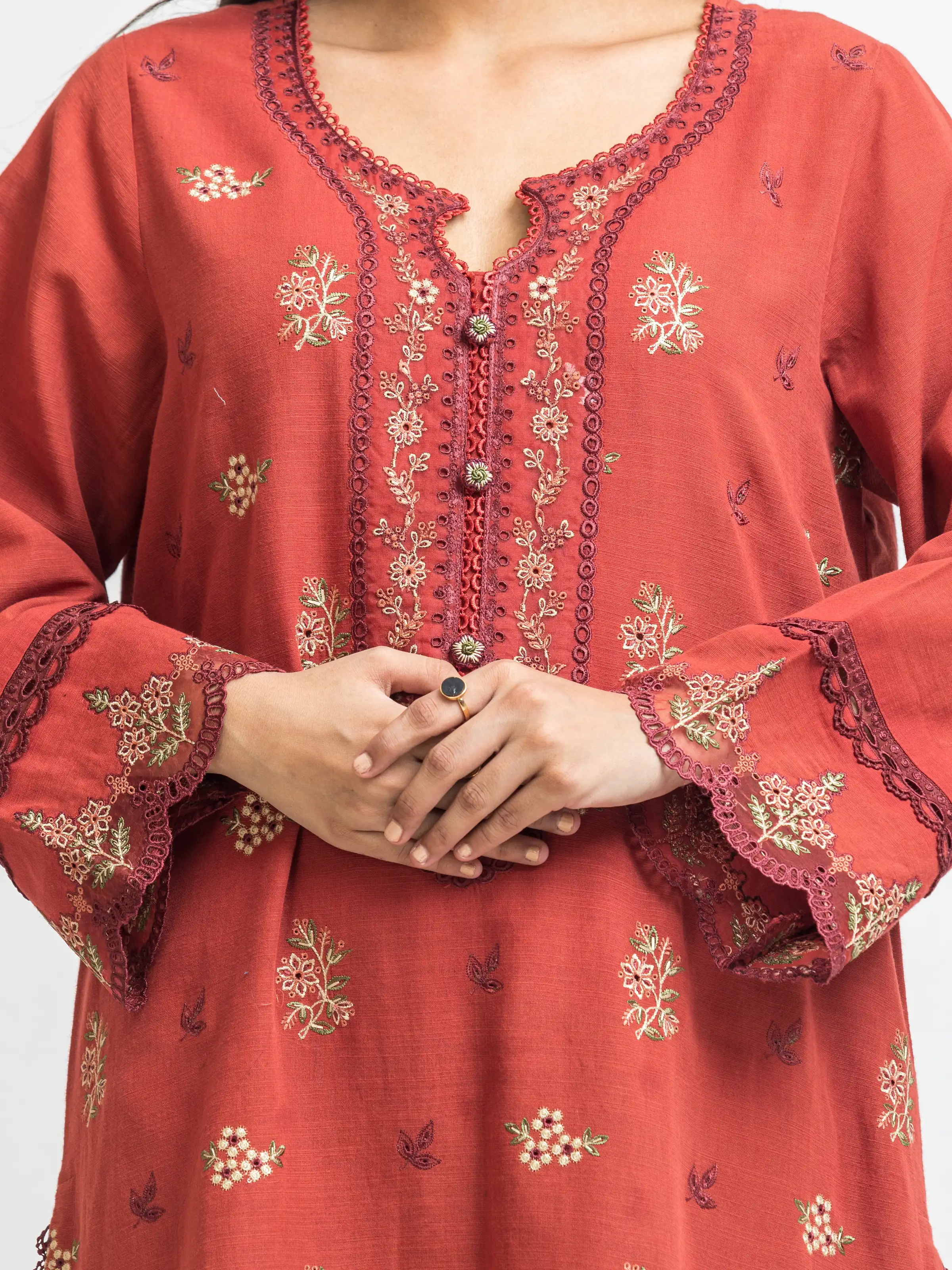 Unstitched Embroidered Khaddar Suit - EWU24V11-30308-3P - Image 3