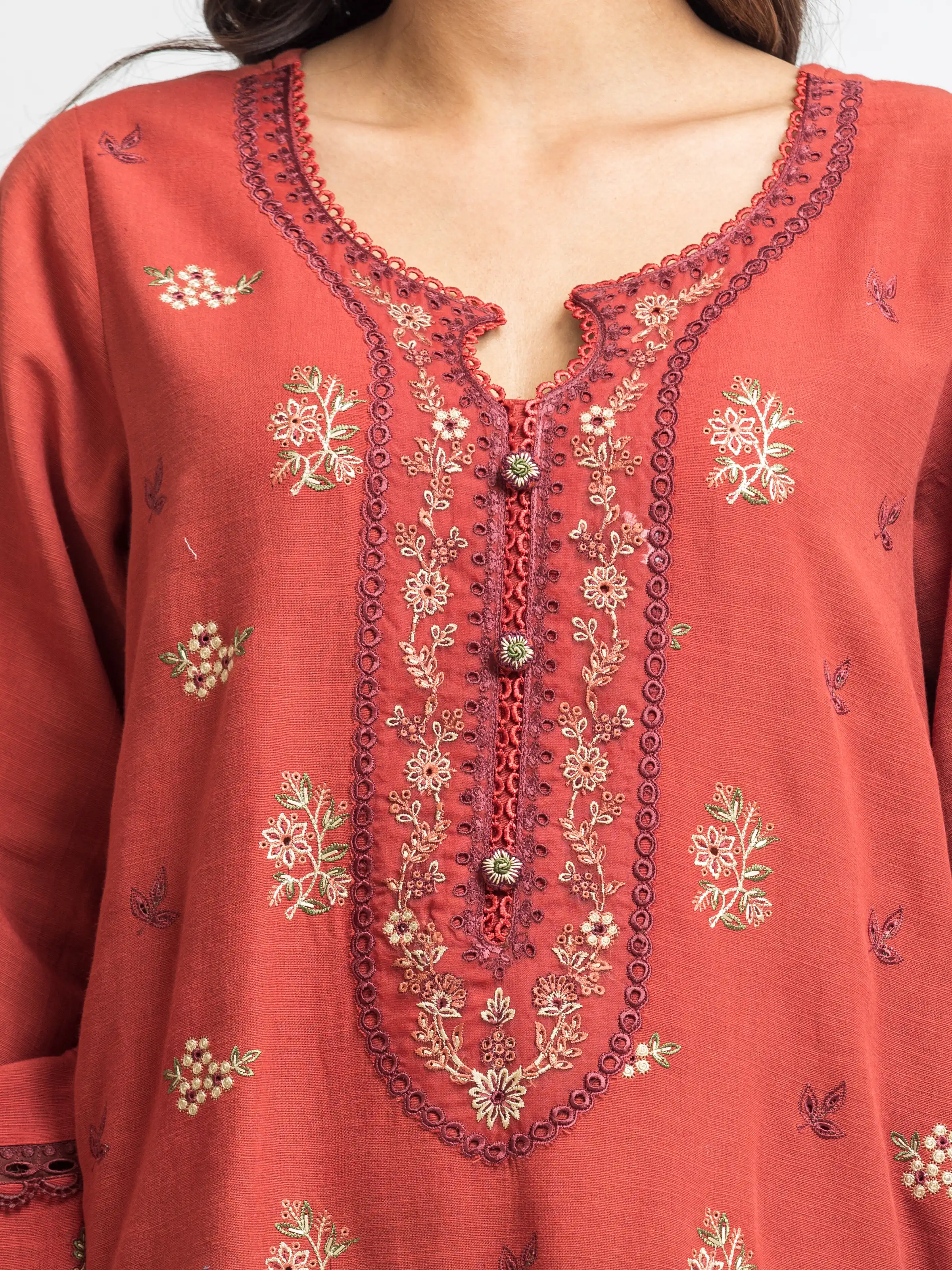 Unstitched Embroidered Khaddar Suit - EWU24V11-30308-3P - Image 4