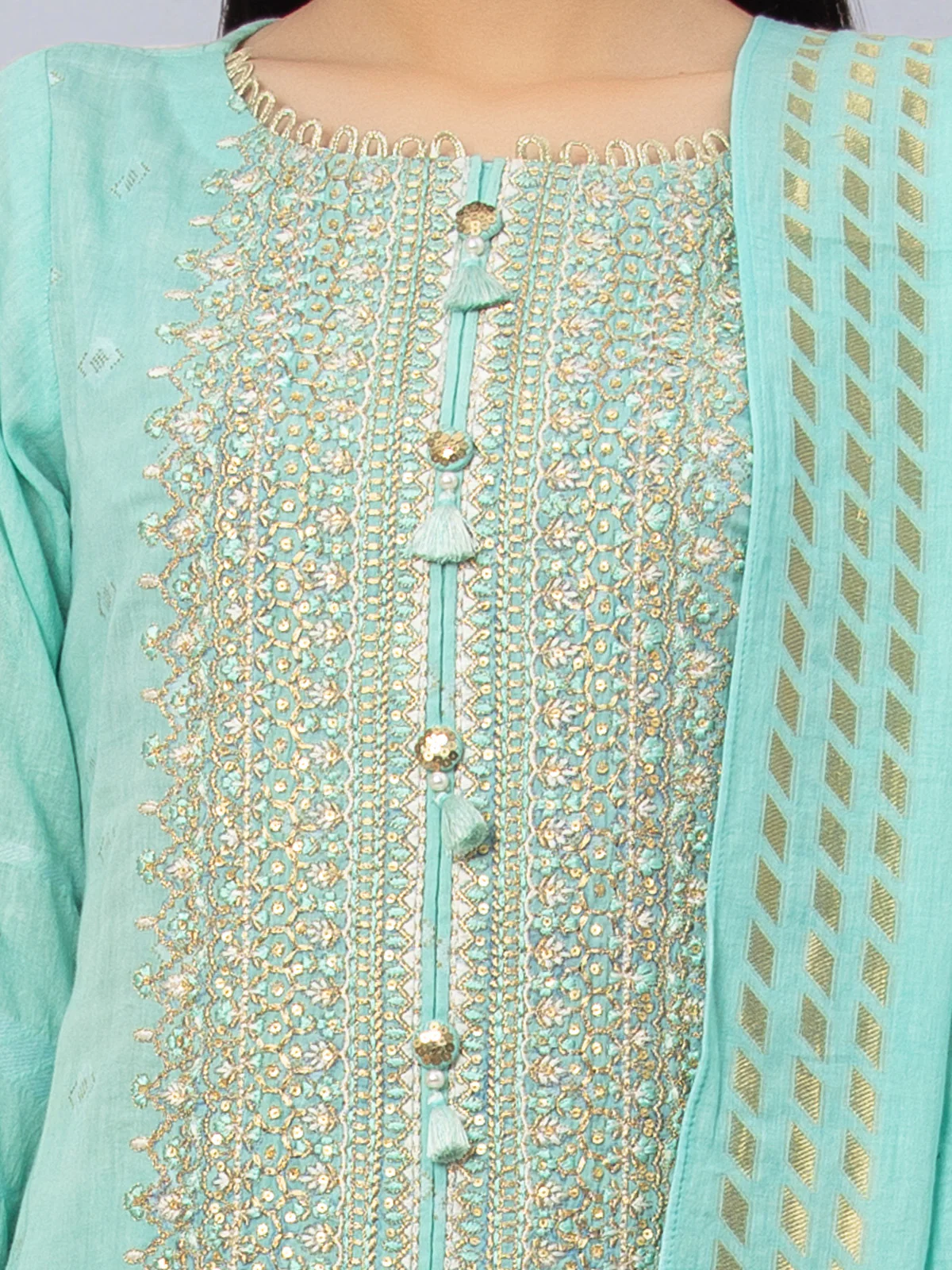 Unstitched Embroidered Jacquard Suit - EWU24V3-26757-3P - Image 2