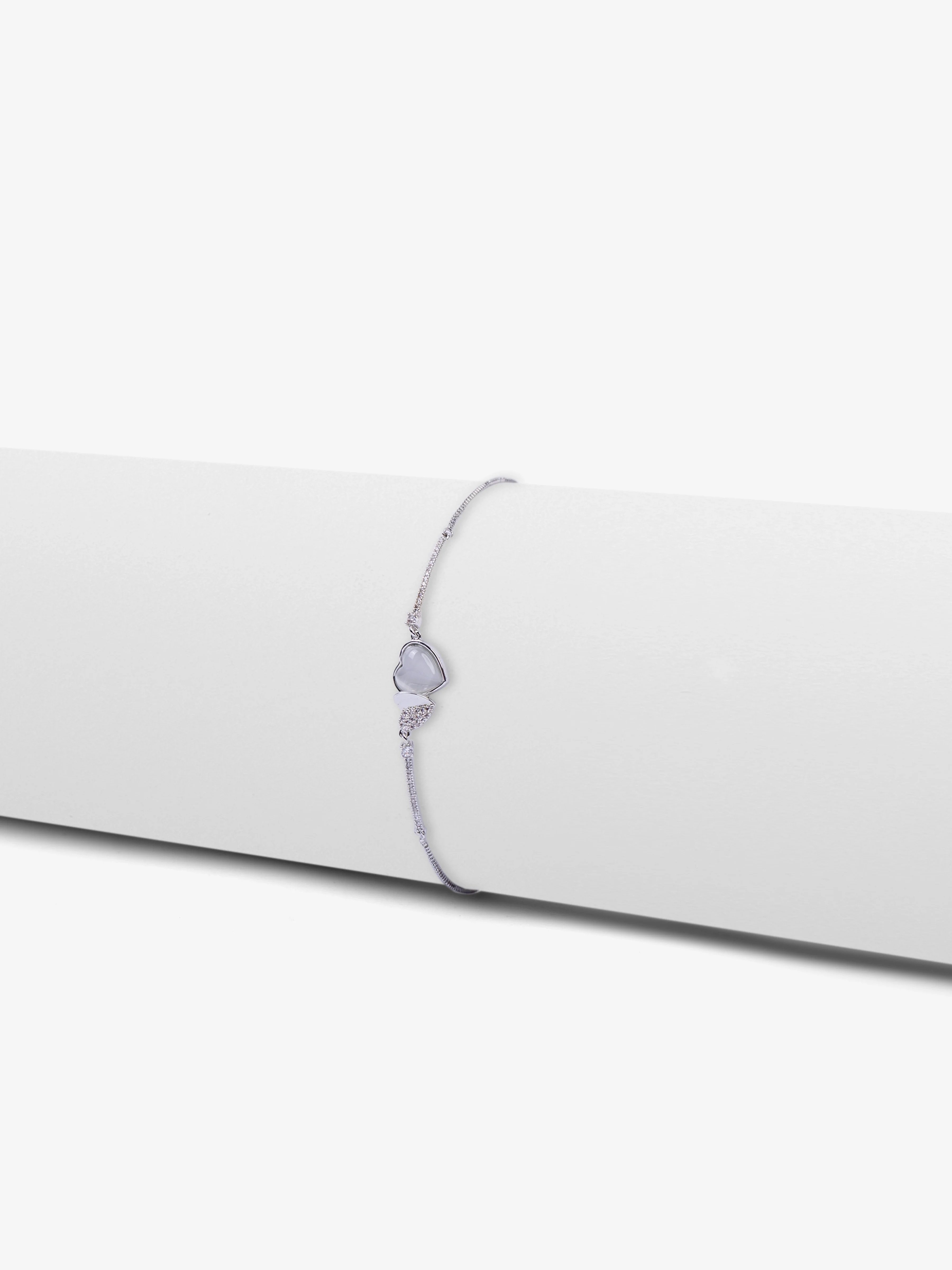Elegant Silver Heart Bracelet - EAWB5-006 - Image 2