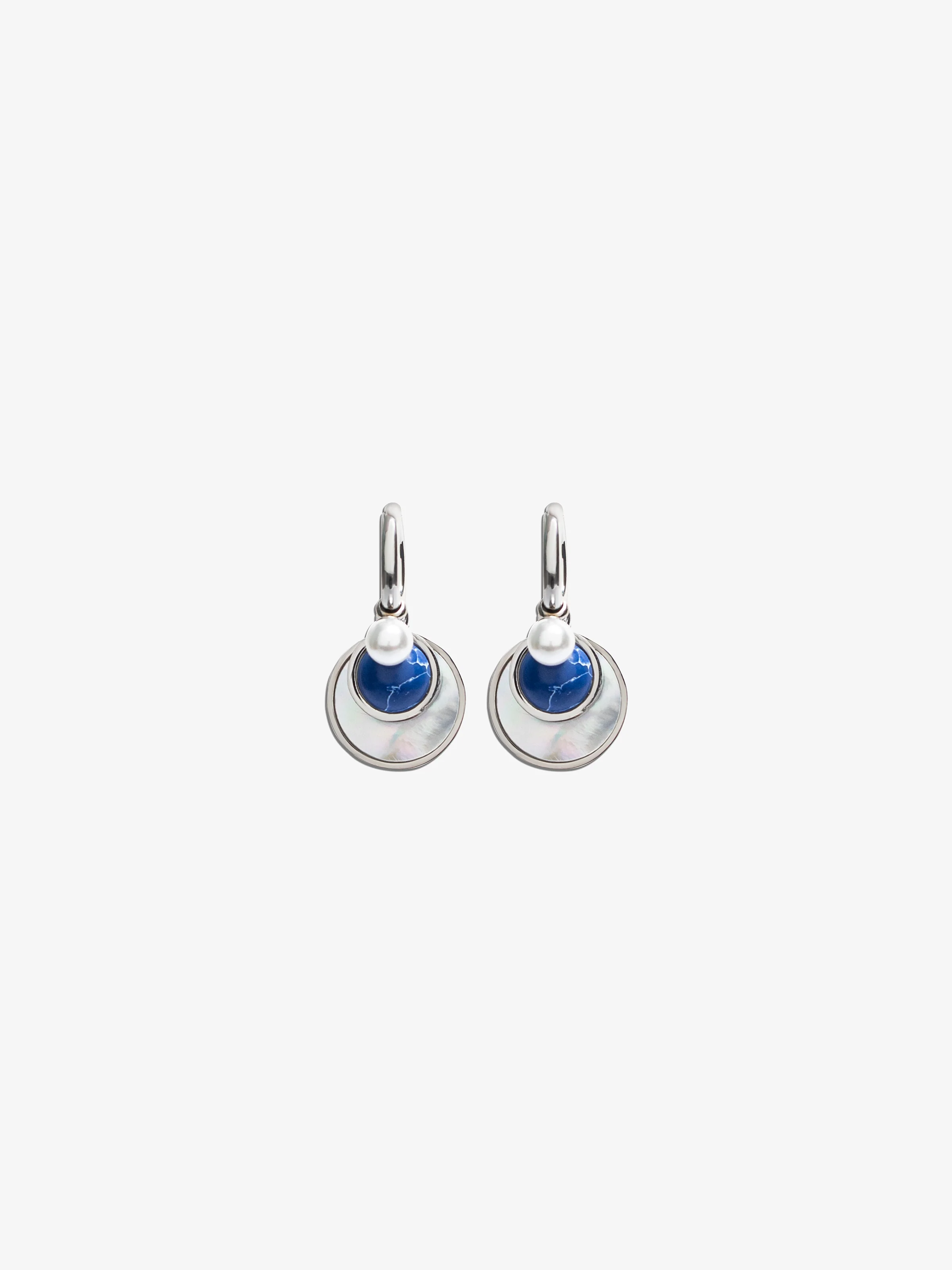 Blue Spark Silver Hoops Earrings - EAWE5-079 - Image 2
