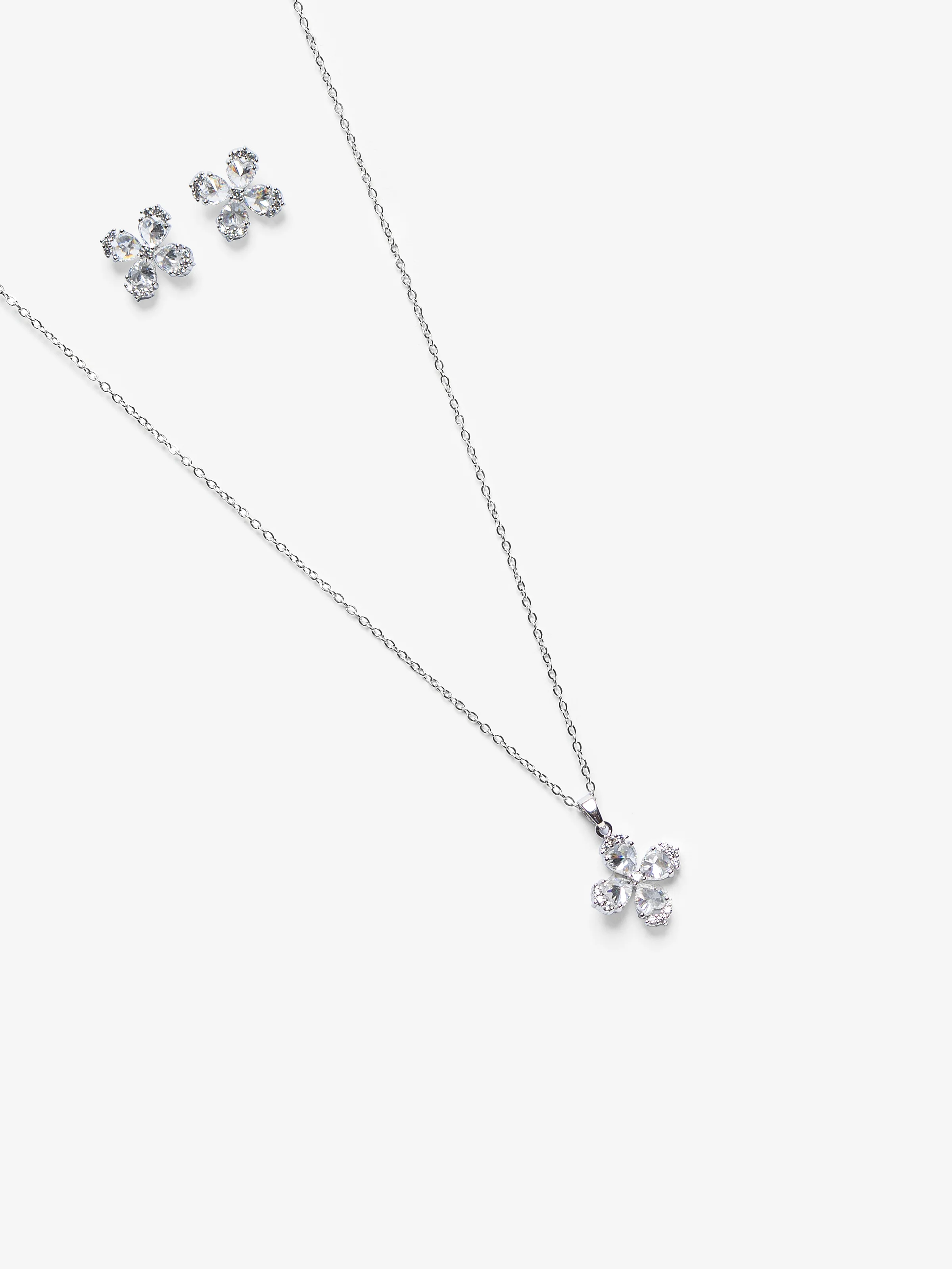 Silver Floral Jewelry Set - EAWJS5-001 - Image 2