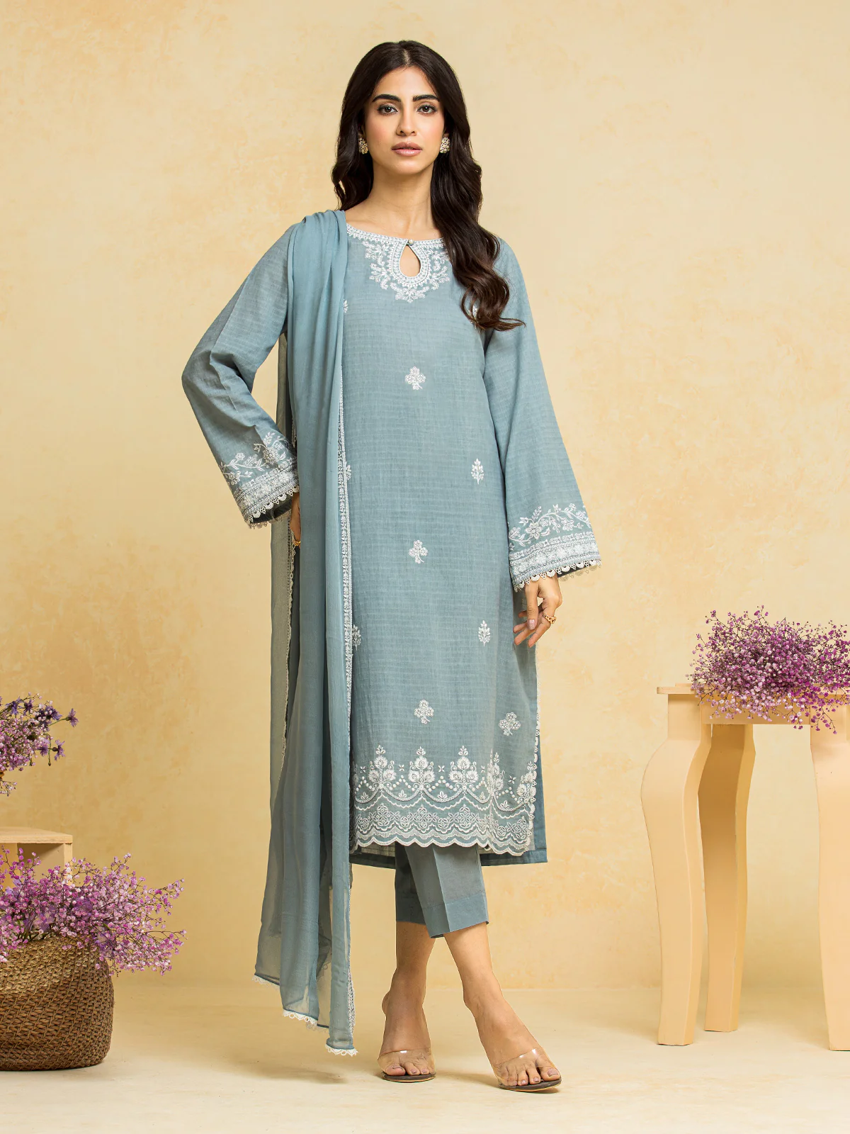 Unstitched Embroidered Dobby Suit - EWU24V7-28784-3P - Image 2