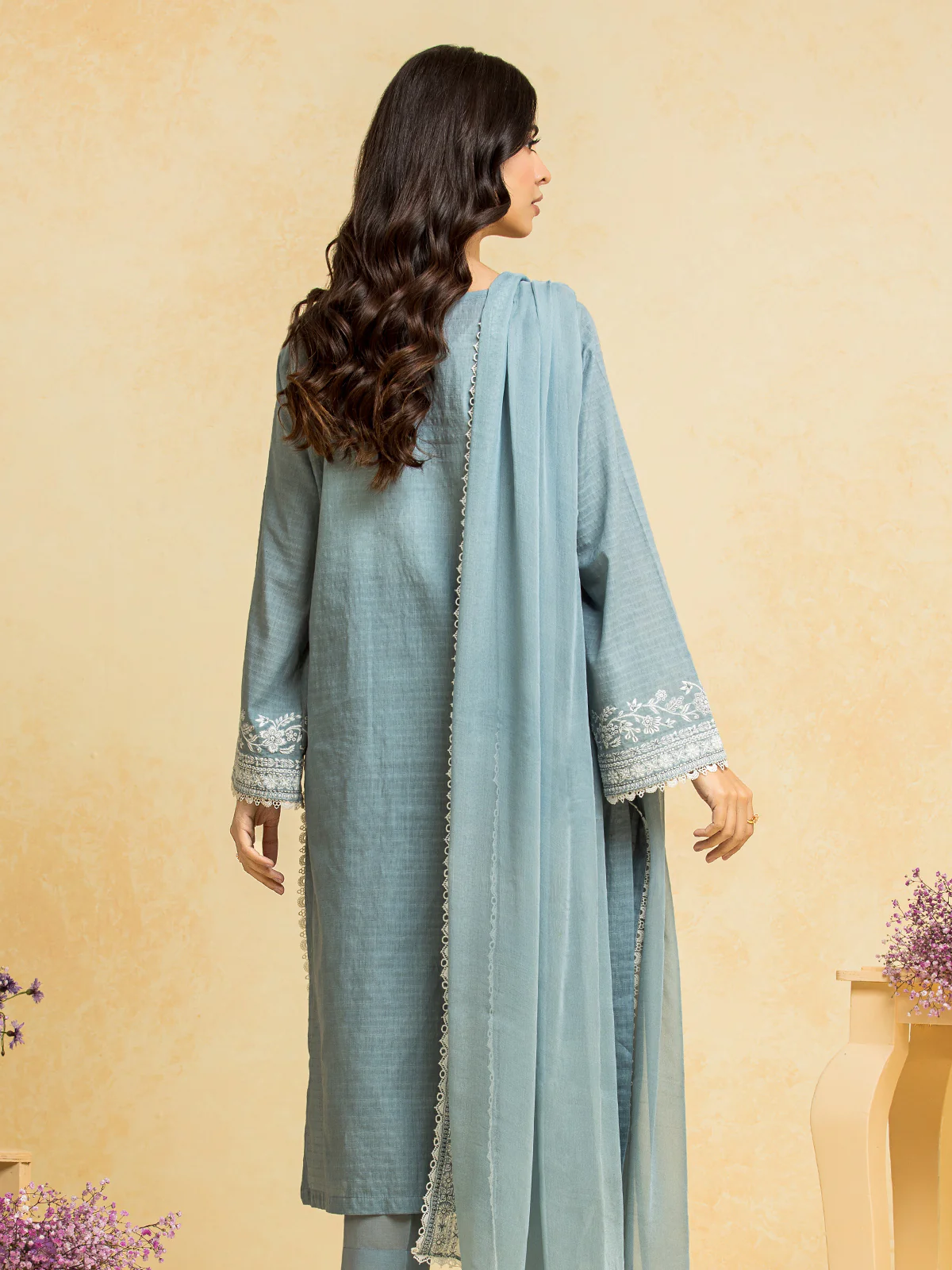 Unstitched Embroidered Dobby Suit - EWU24V7-28784-3P - Image 3