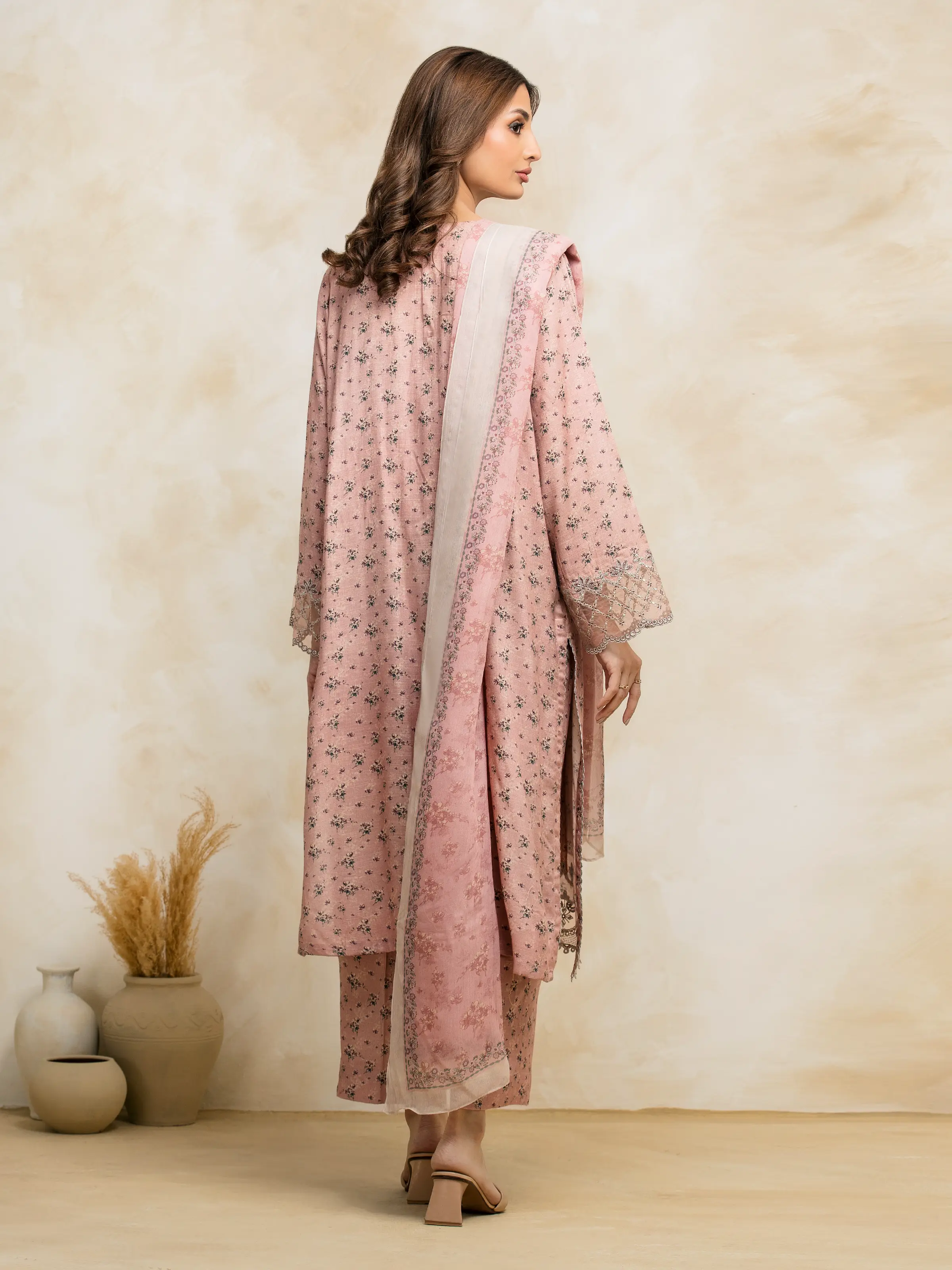 Unstitched Embroidered Raw Silk Suit - EWU5V16-30226-3P - Image 2