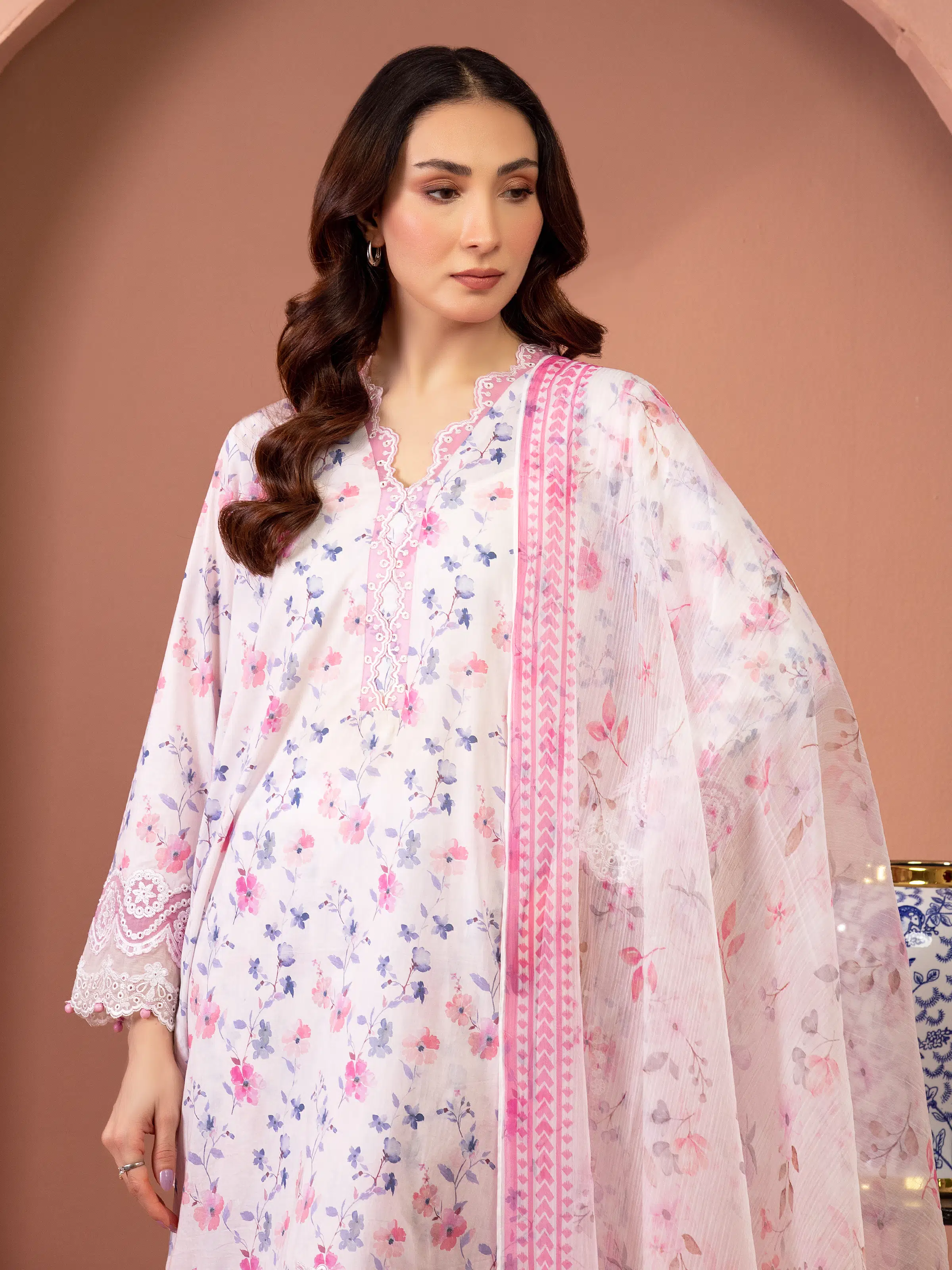 Unstitched Embroidered Lawn Suit - EWU5V1-31453-3P - Image 4